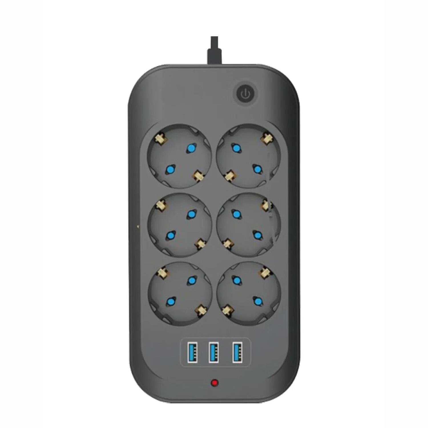 Fulltech 6 Priz 3xusb 10A 2 Mt Kablo 2500W Akım Korumalı Priz Ftr-11