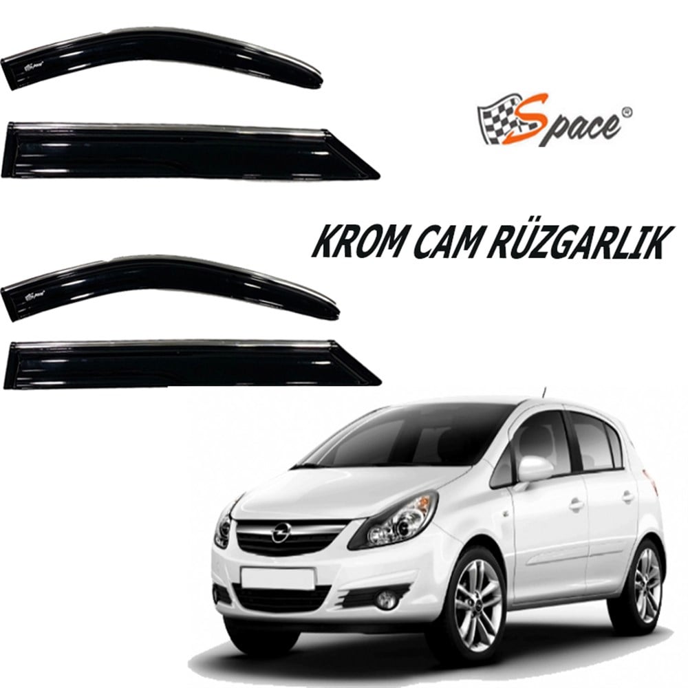 Krom cam rüzgarlığı  1.2mm Opel Corsa D 4'lü / CARU452