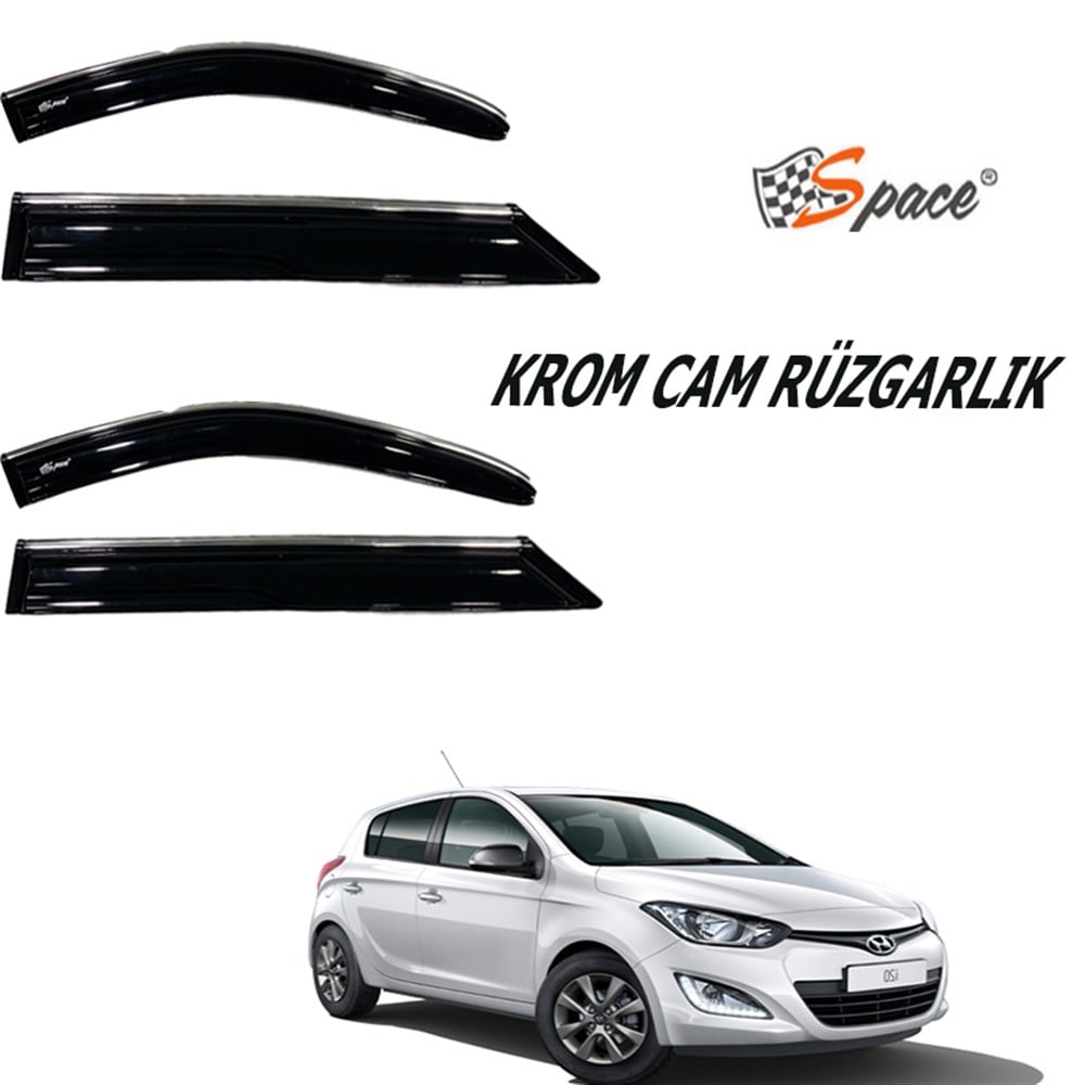 Krom cam rüzgarlığı 1,2mm Hyundai i20 2014 4'lü / CARU437
