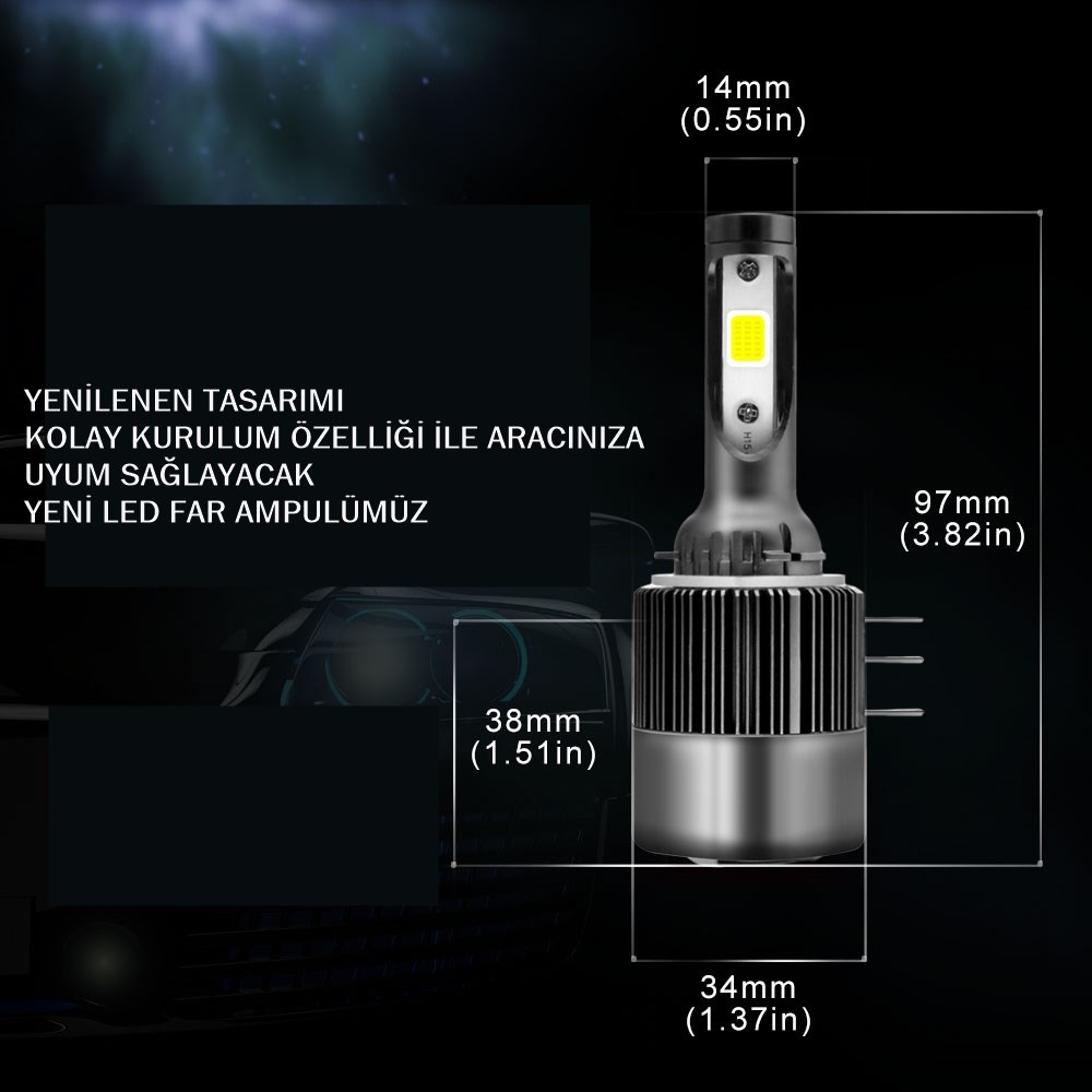 Led far ampulü 3570 chip 72W 11.000LM Canbus 12-24V / LAAM560-3