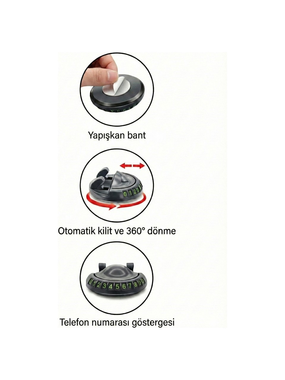 Numaratörlü Telefon Tutucu Siyah / SYTE33