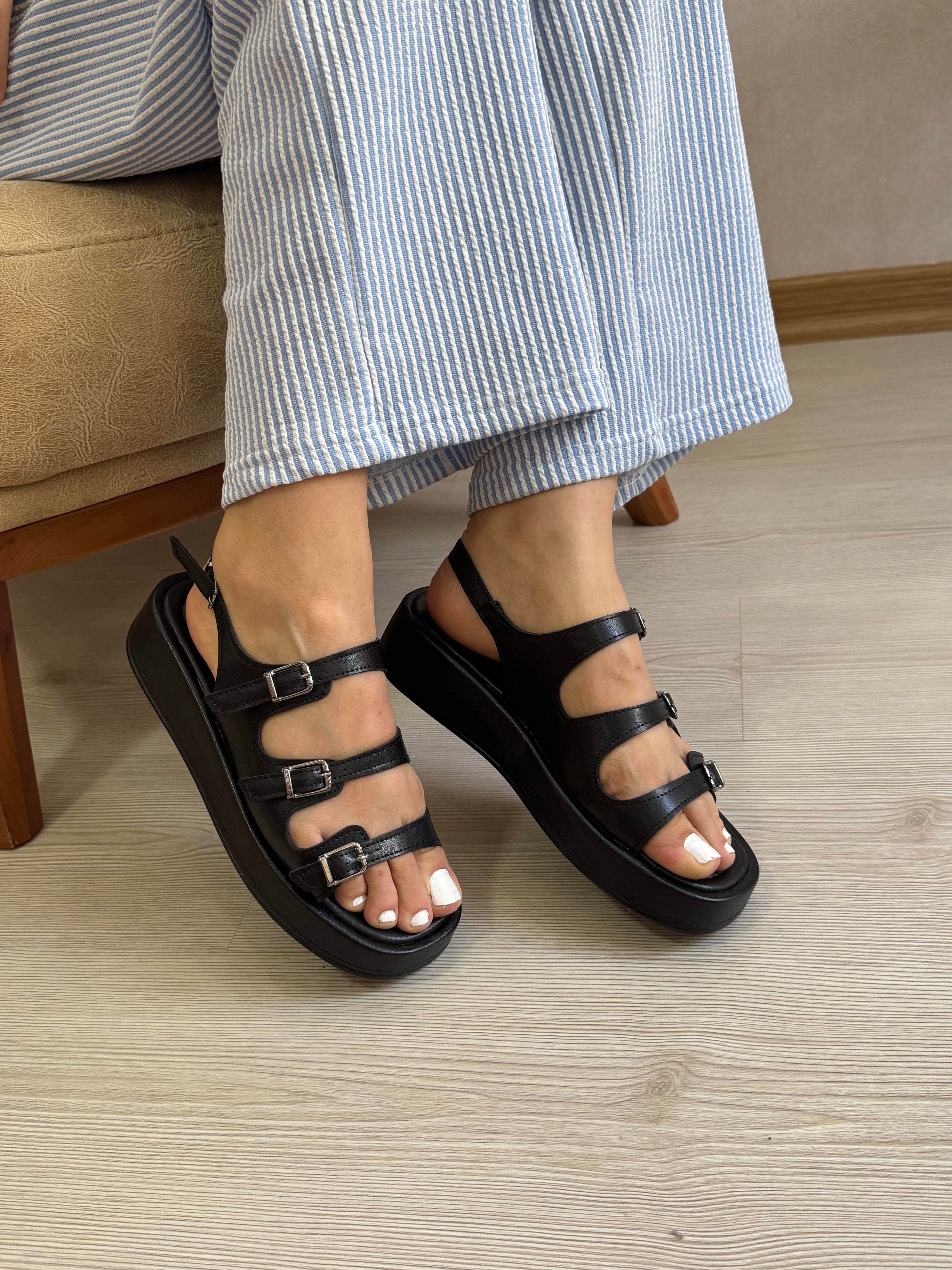 3 KEMERLİ TOKALI KADIN SANDALET 270