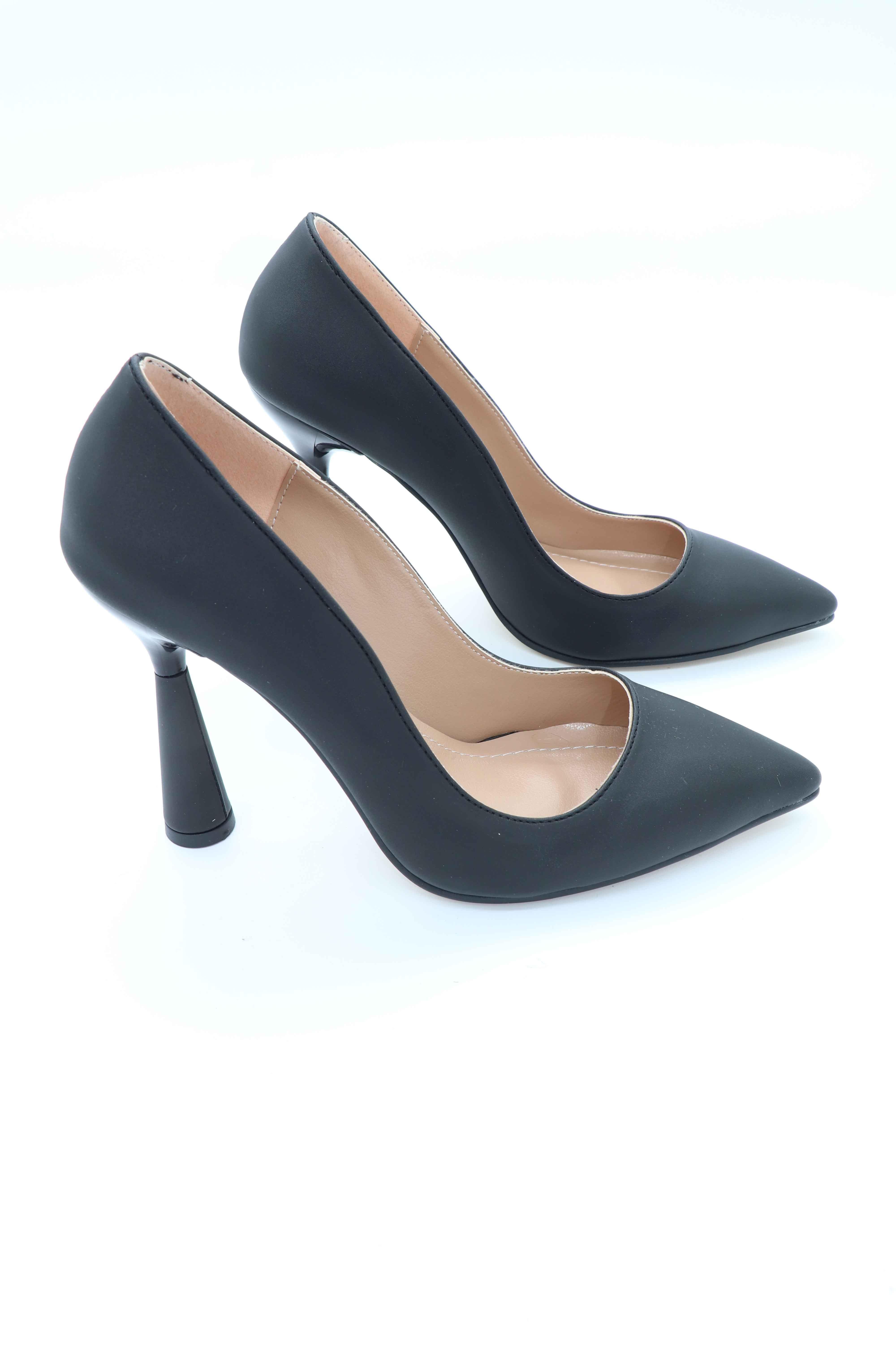 Deri Kabusu Saten Kadın Stiletto Ayakkabı Mj-101 - SIYAH