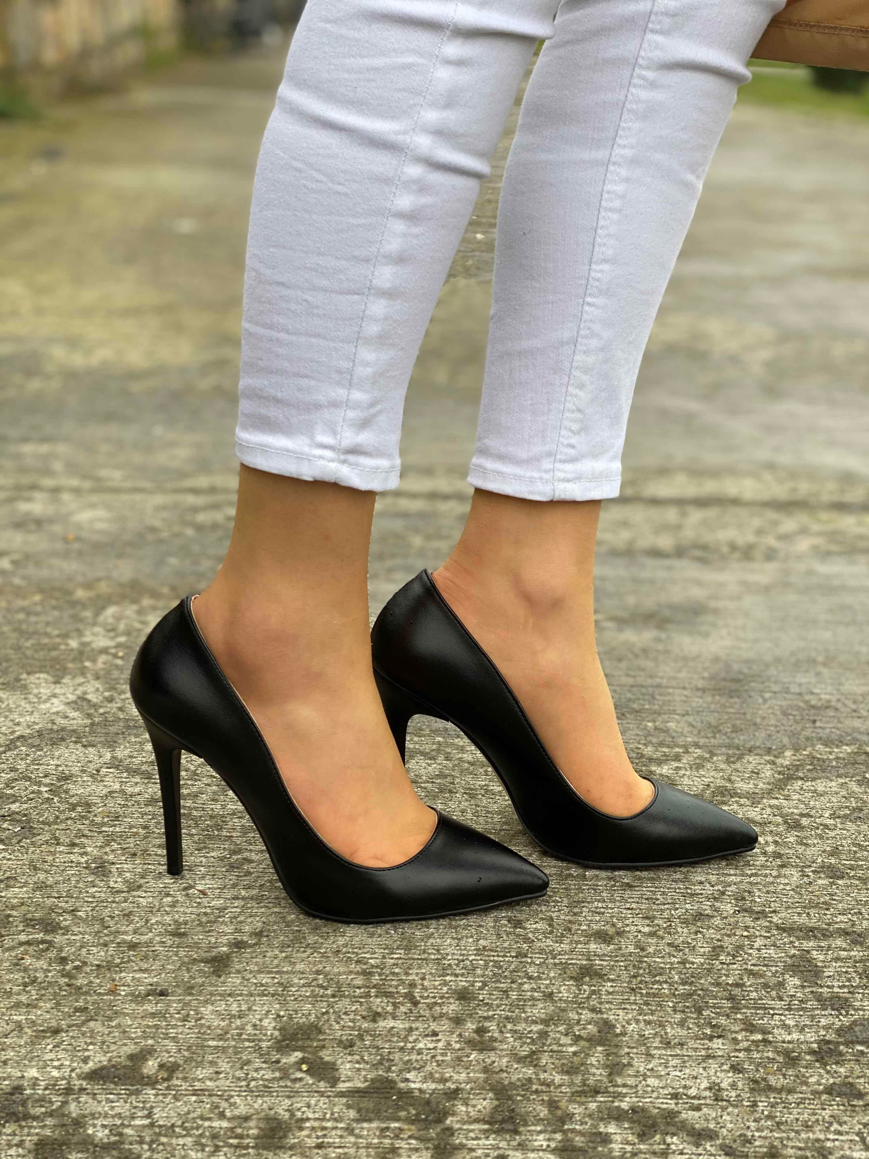 Deri Kabusu Stiletto Cilt Kadın Ayakkabı Mj-101 - SIYAH