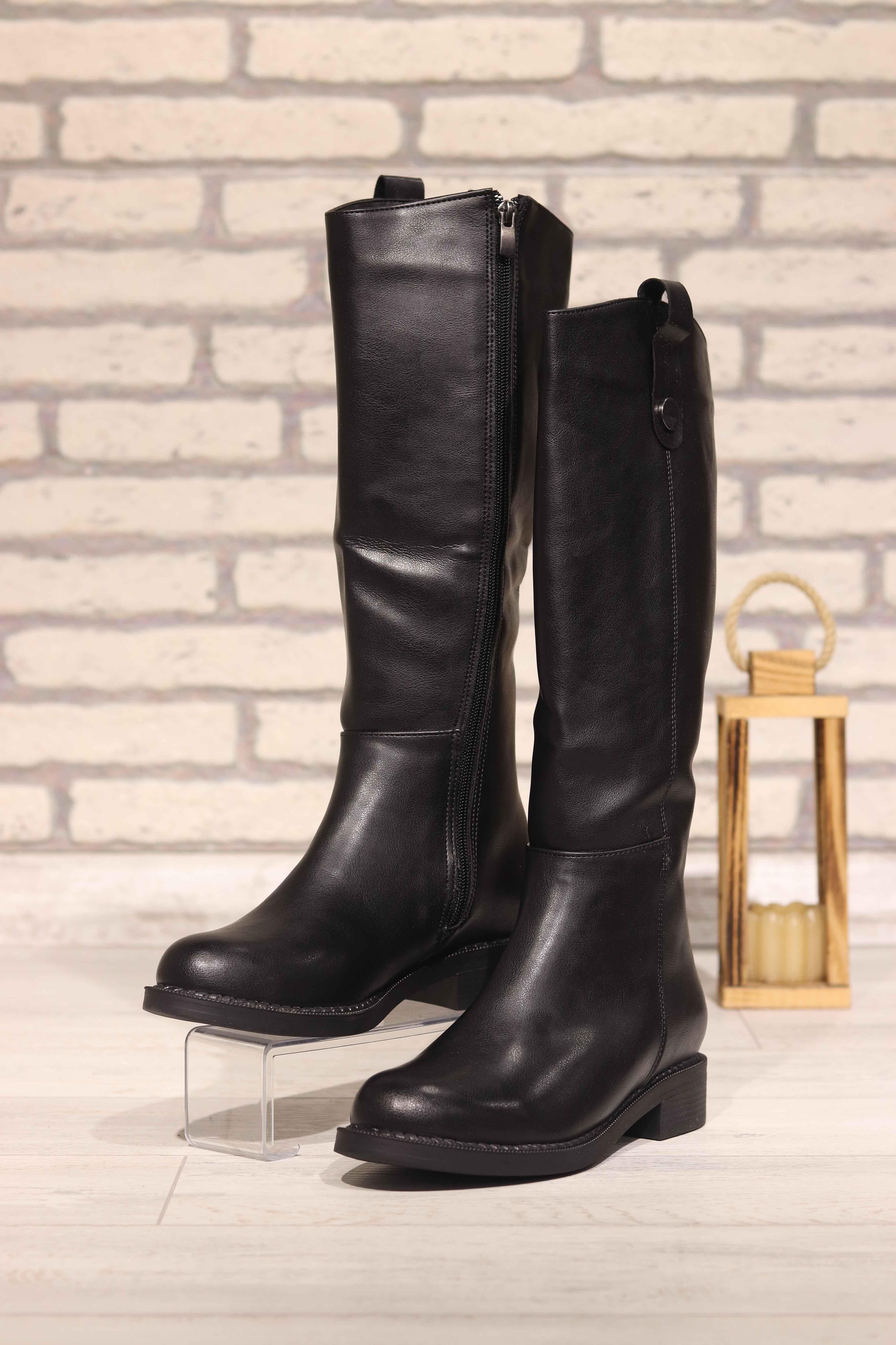 Dizaltı Kadın Deri Çizme 300 - SIYAH