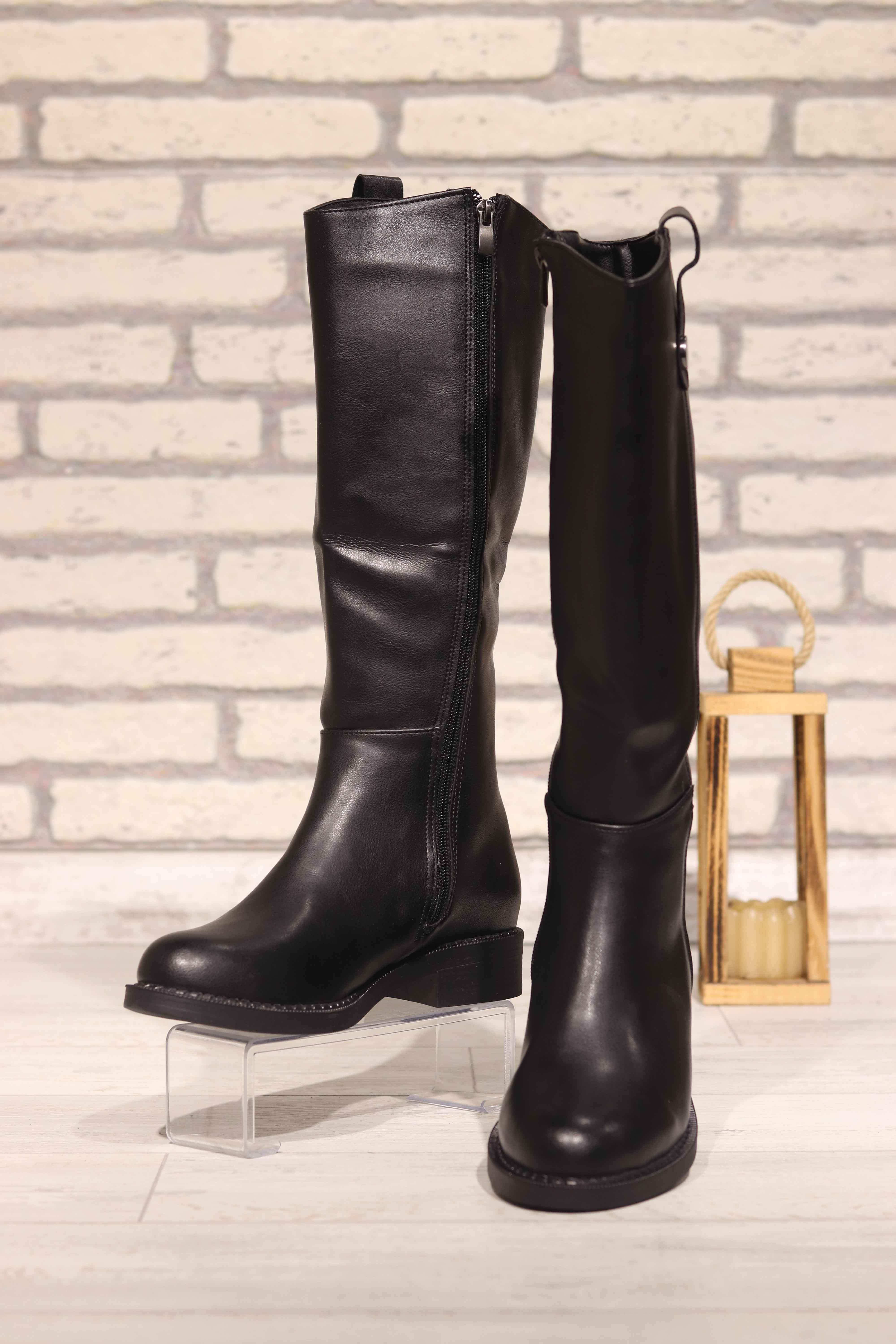 Dizaltı Kadın Deri Çizme 300 - SIYAH