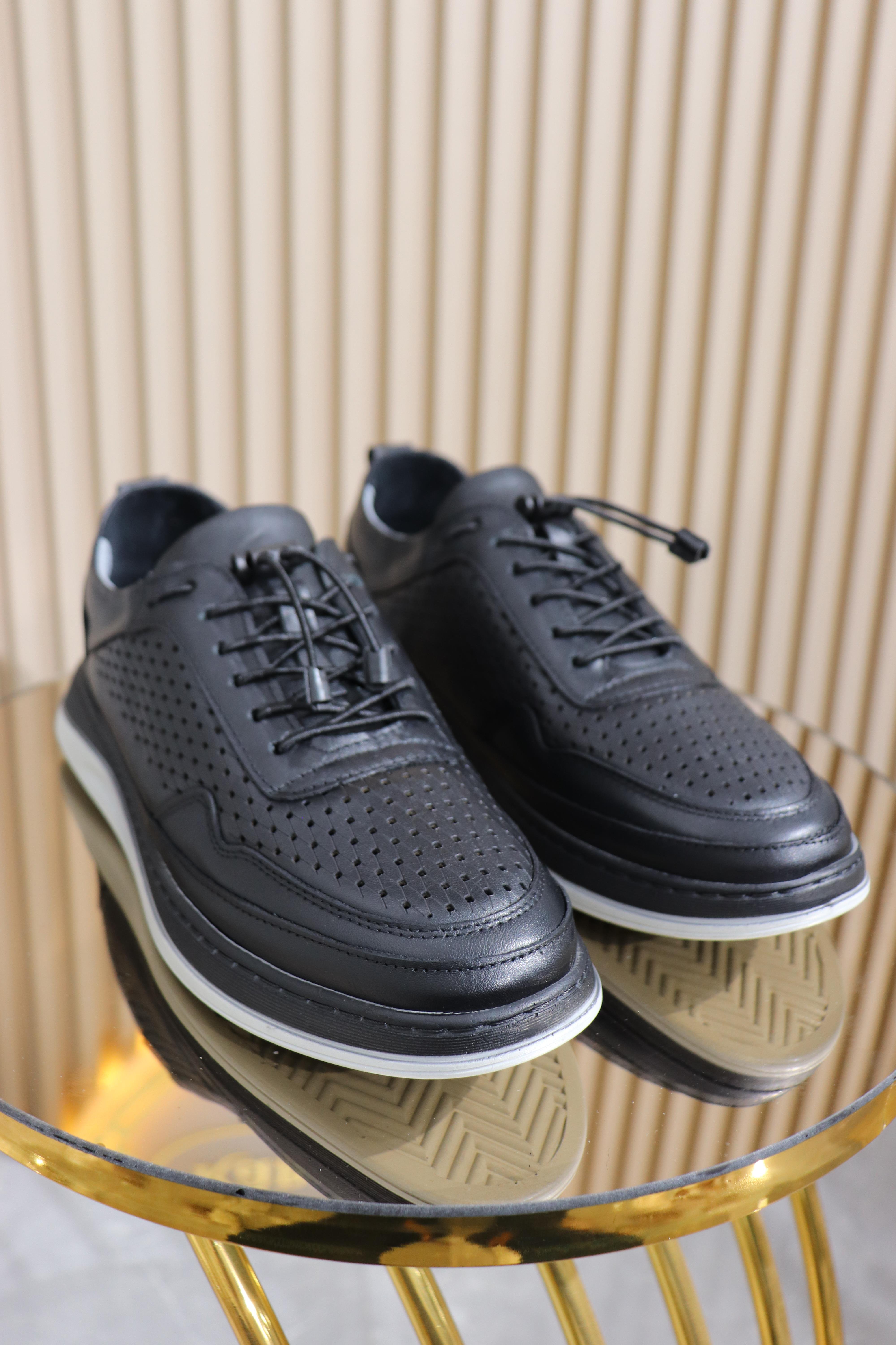 HAKİKİ DERİ DELİKLİ ERKEK SPOR AYAKKABI S-003