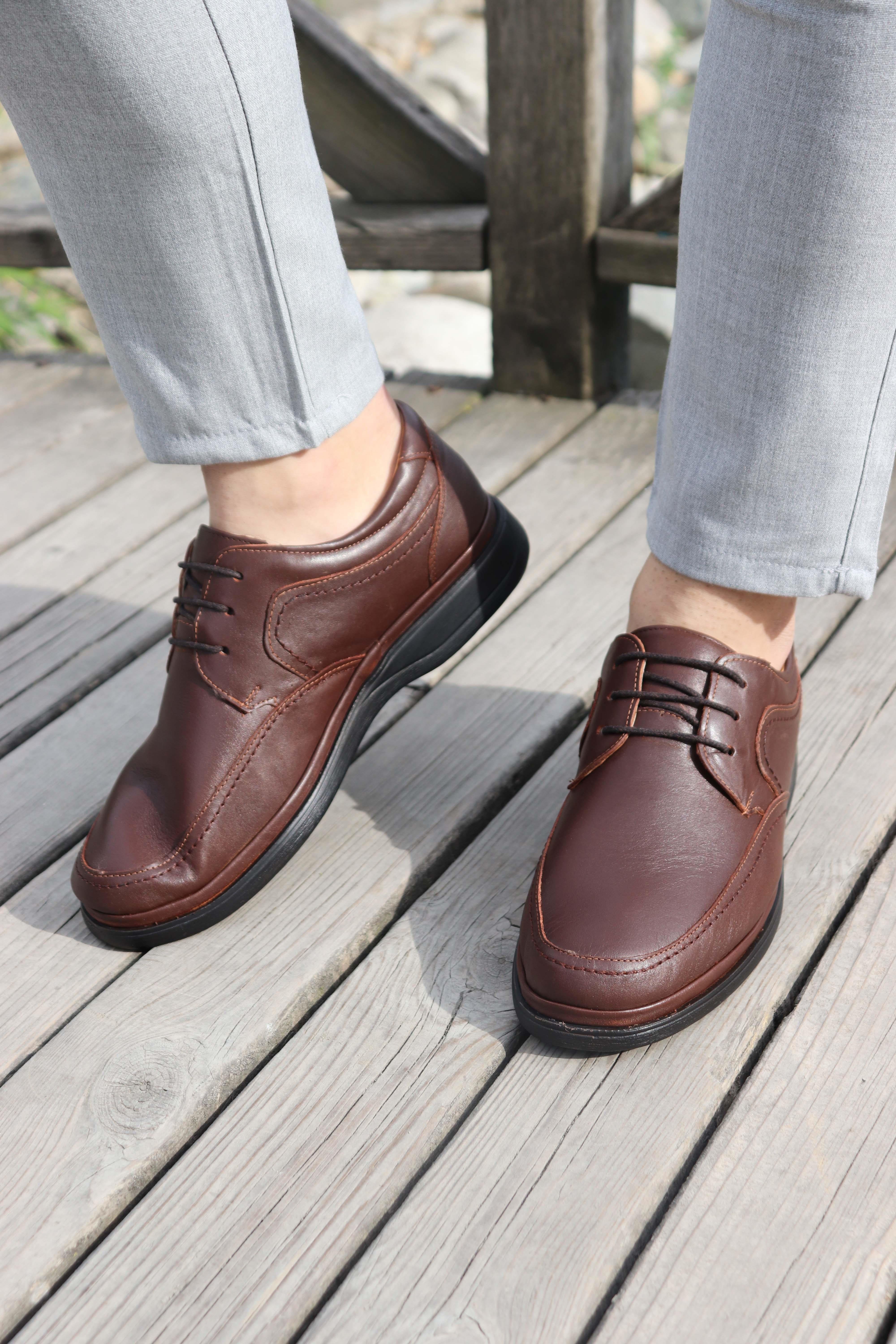 Hakiki Deri Erkek Comfort Klasik Ayakkabı 251 - KAHVE