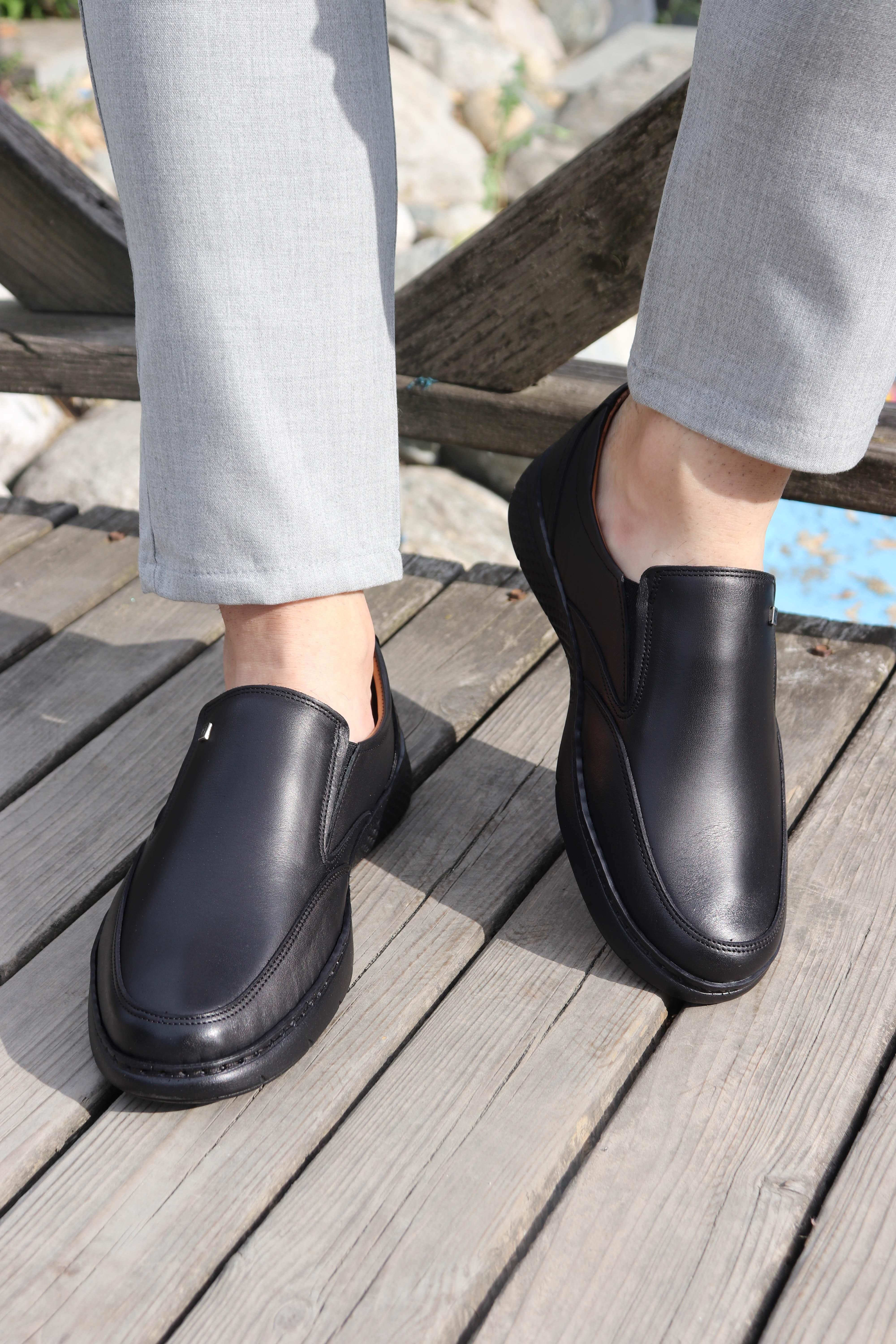 Hakiki Deri Erkek Comfort Klasik Ayakkabı 362 - SIYAH