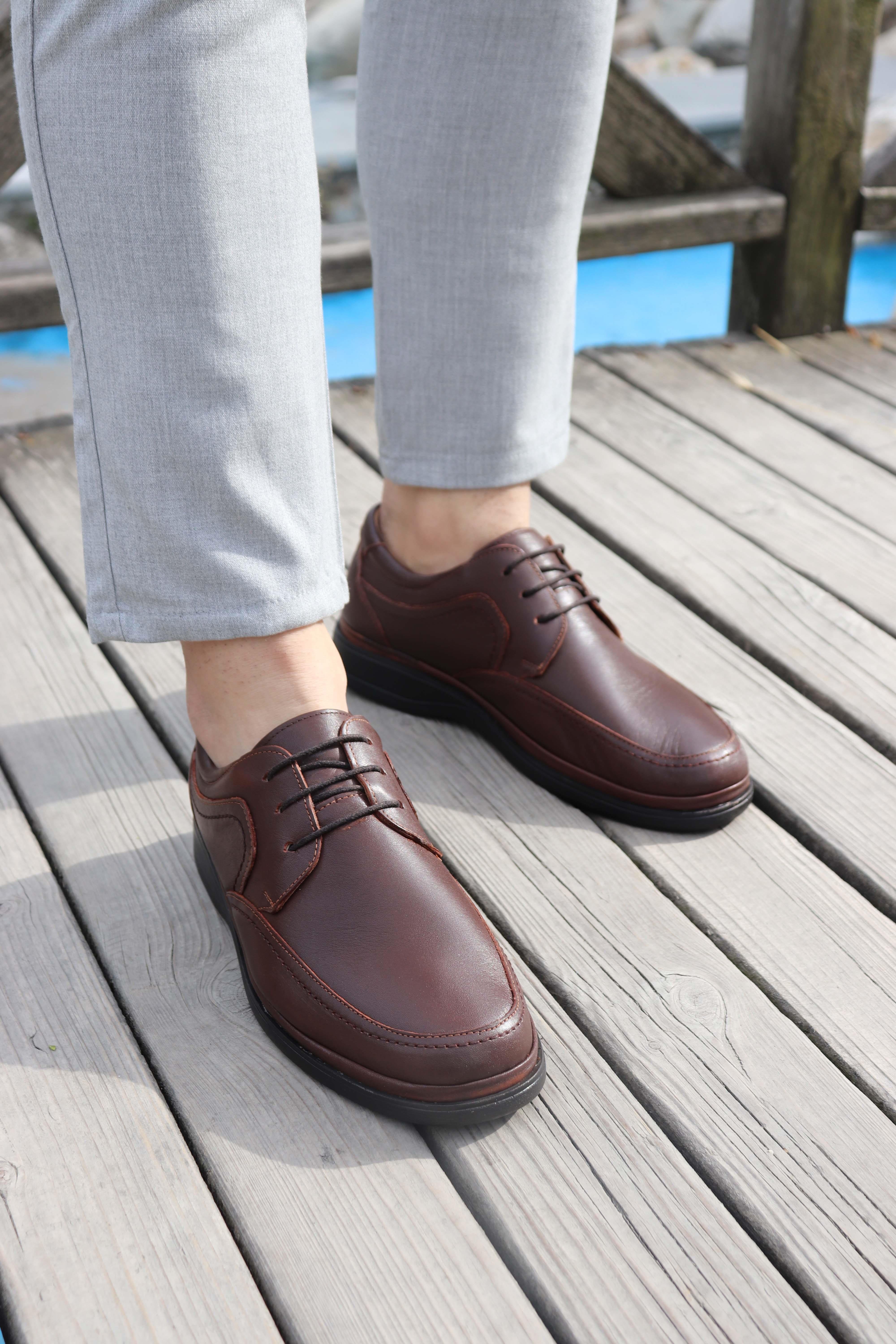 Hakiki Deri Erkek Comfort Klasik Ayakkabı 251 - KAHVE