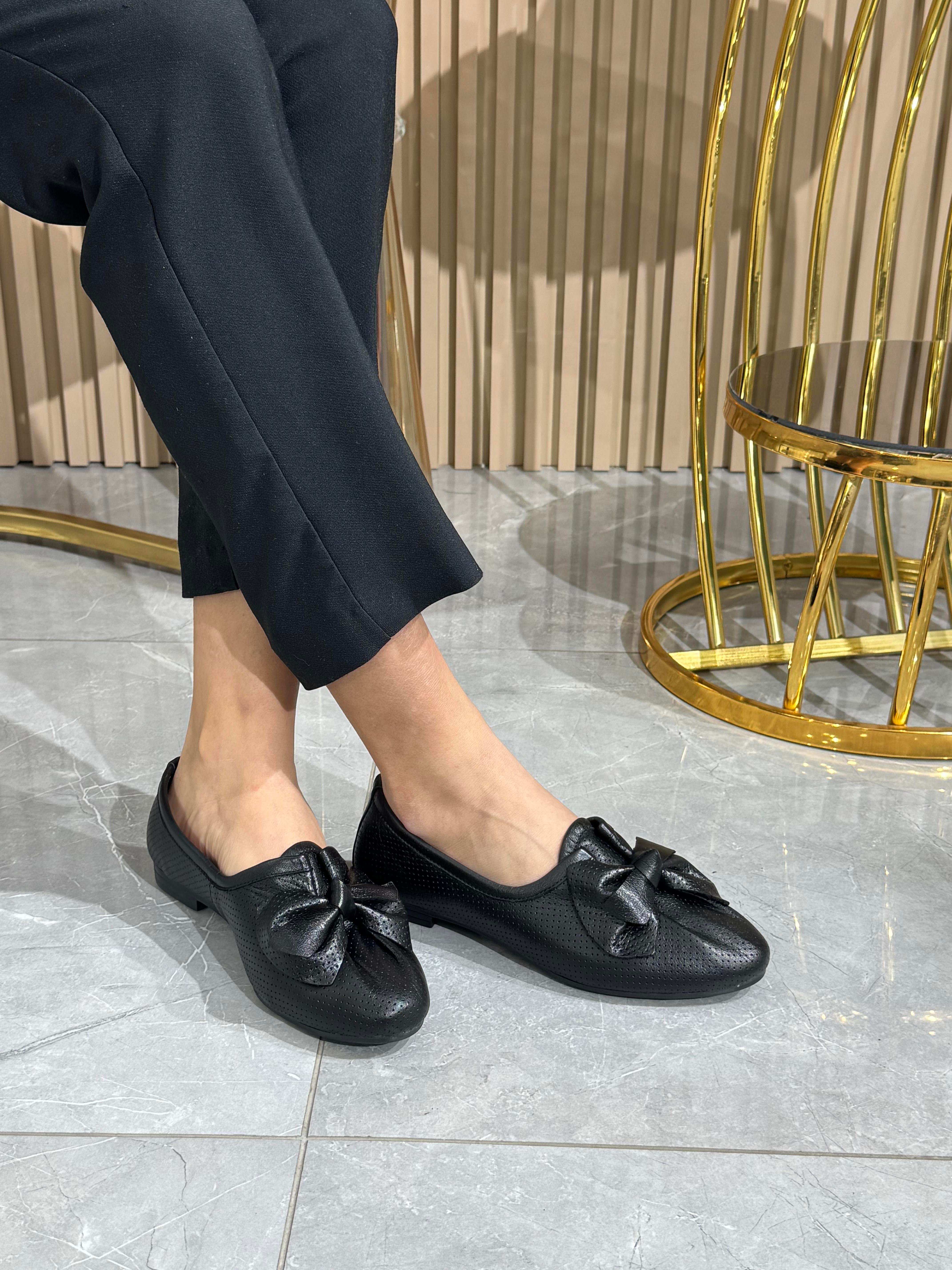 Hakiki Deri Kurdaleli Kadın Babet Ayakkabı 132