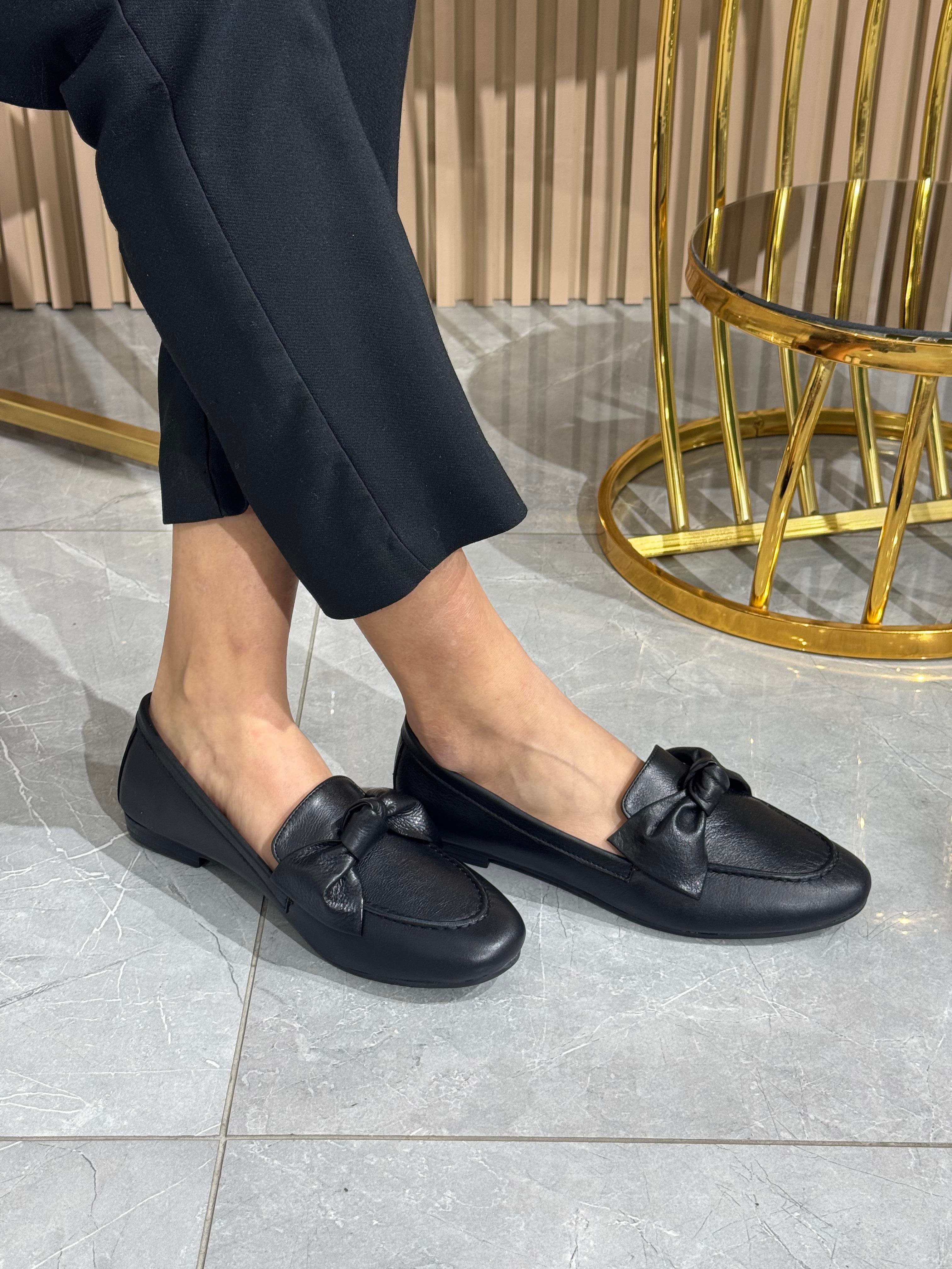 Hakiki Deri Kurdaleli Kadın Babet Ayakkabı 108