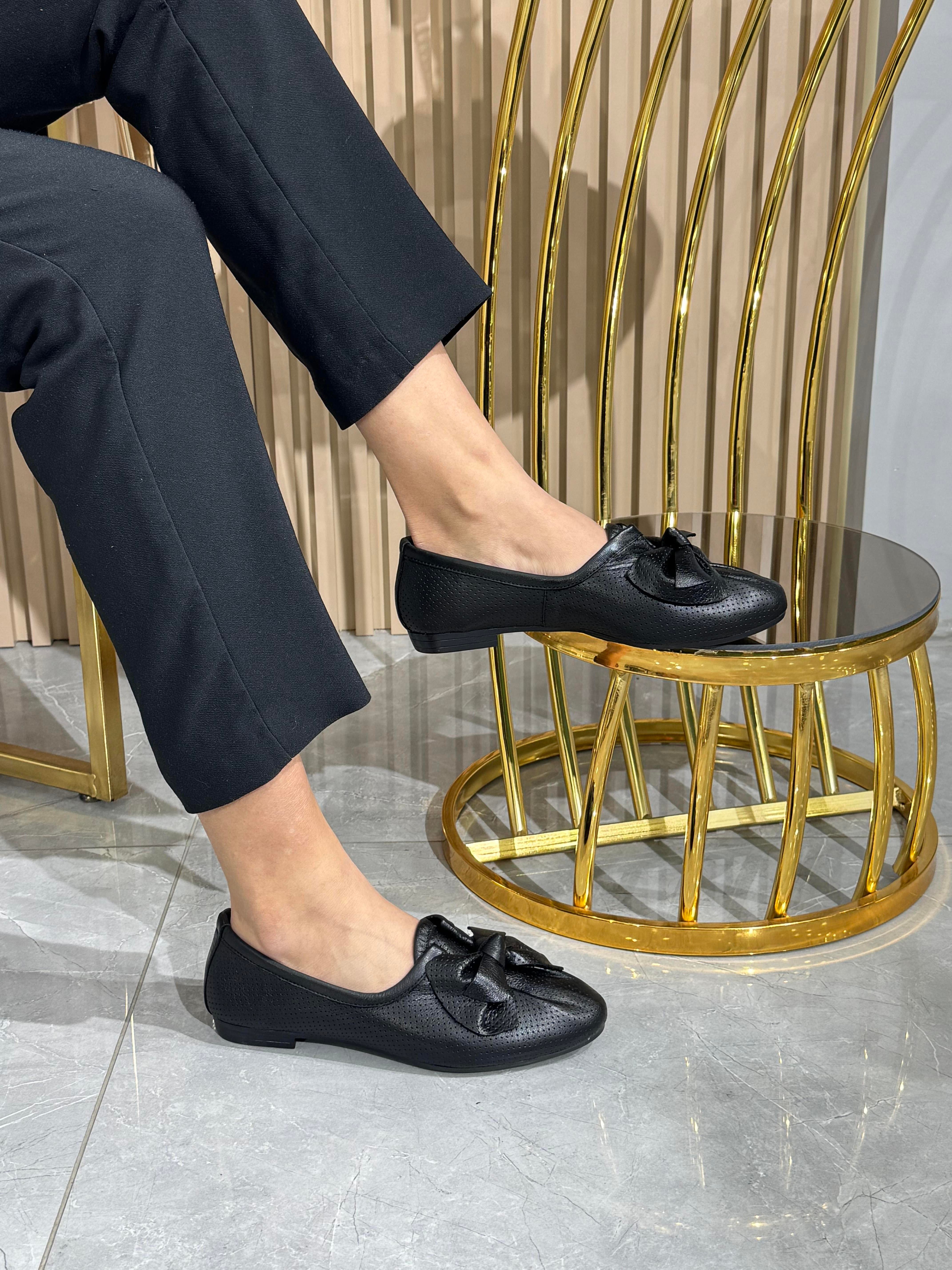 Hakiki Deri Kurdaleli Kadın Babet Ayakkabı 132