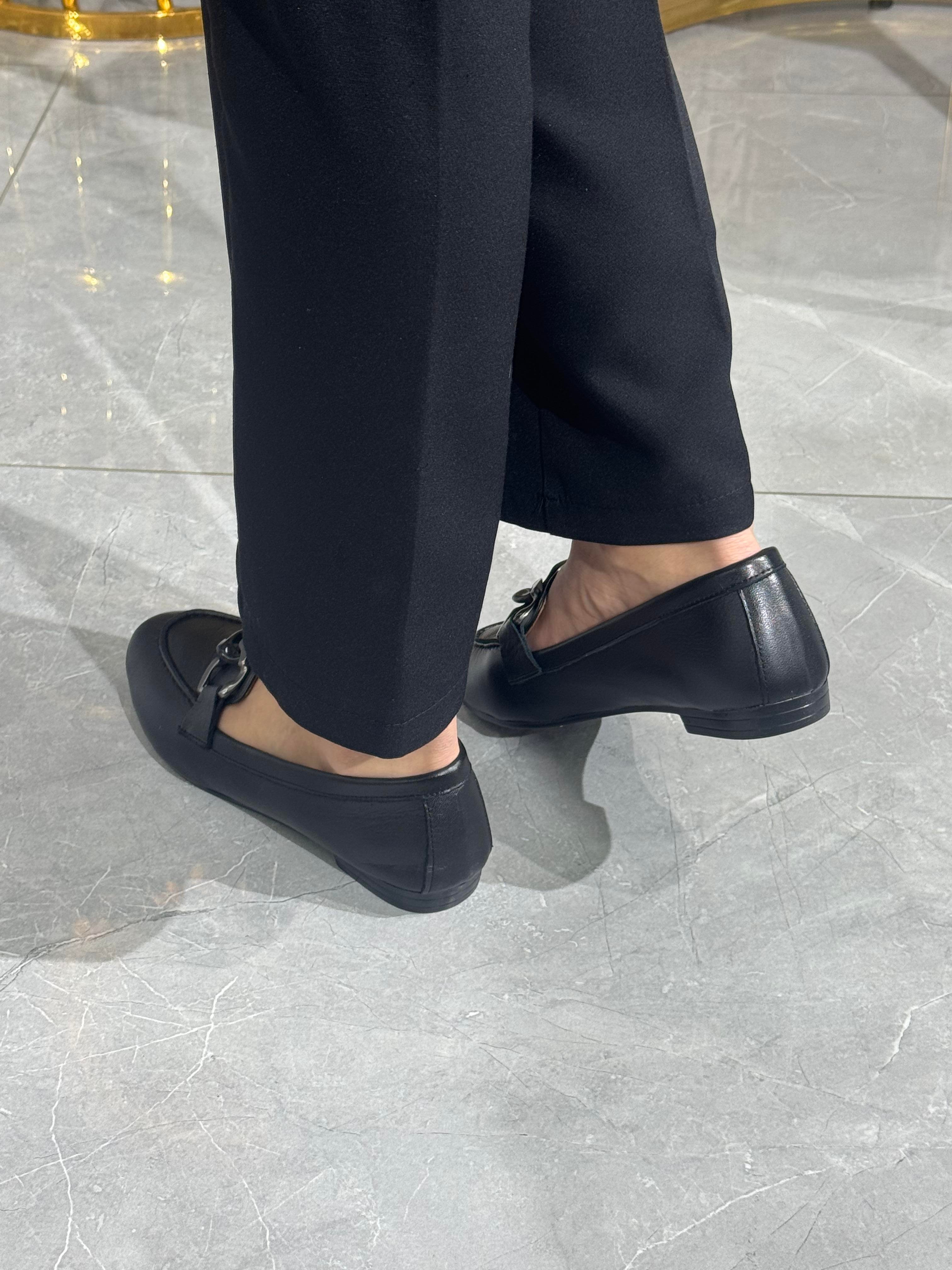 Hakiki Deri Tokalı Kadın Babet Ayakkabı 100