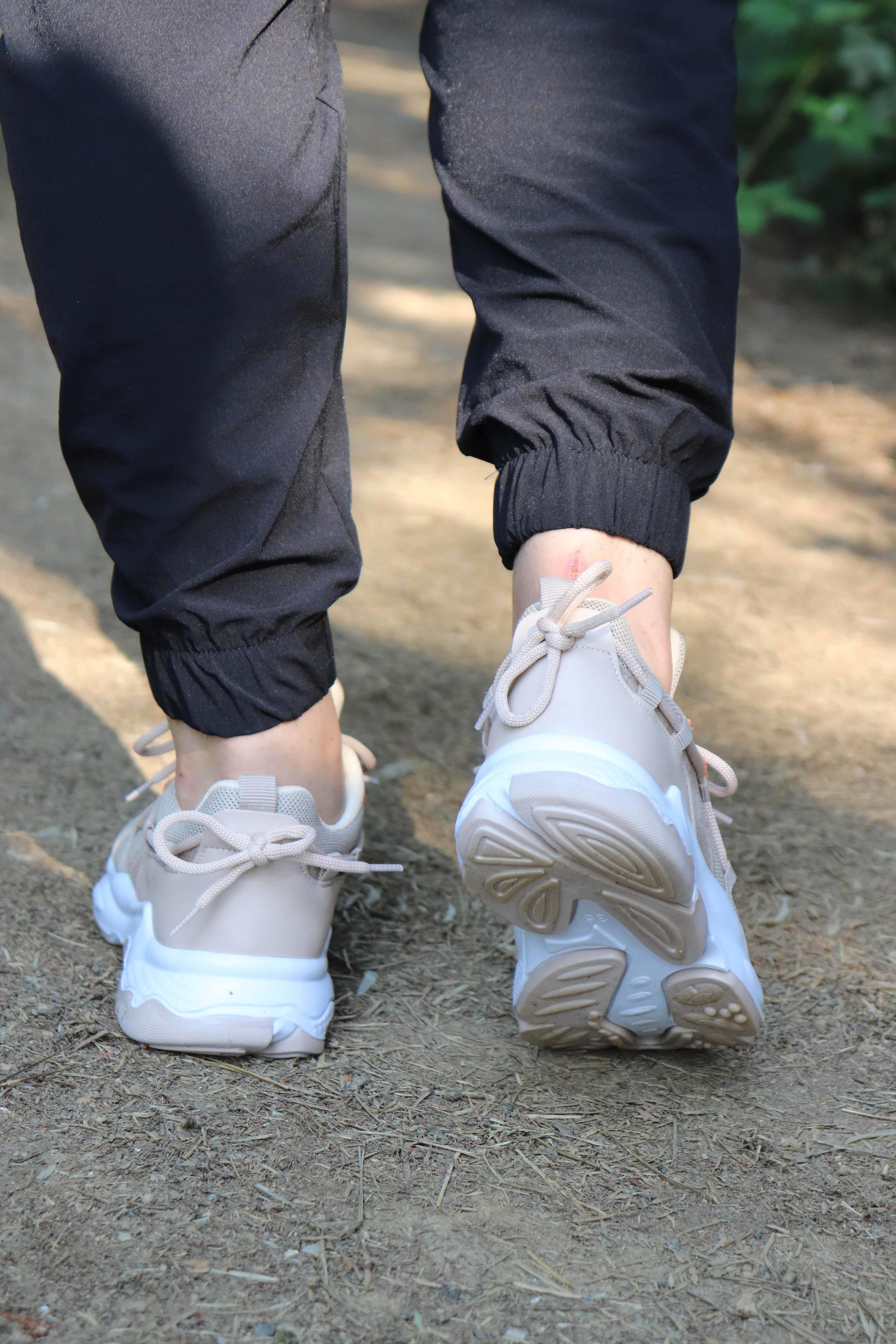 Yüksek Taban Bağcıklı Sneaker 381 - BEJ KİREMİT