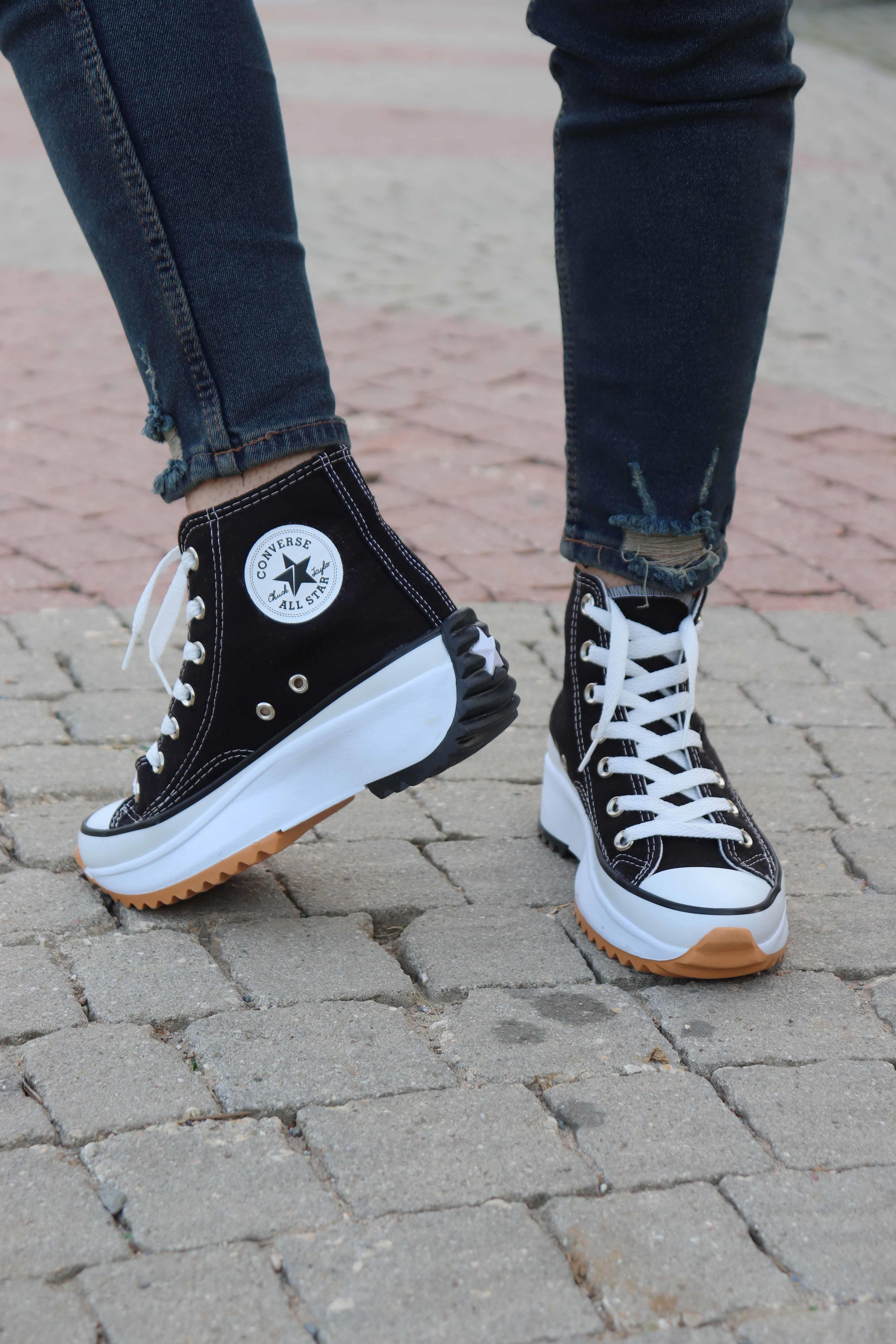 Yüksek Taban Boğazlı Kadın Converse - SIYAH