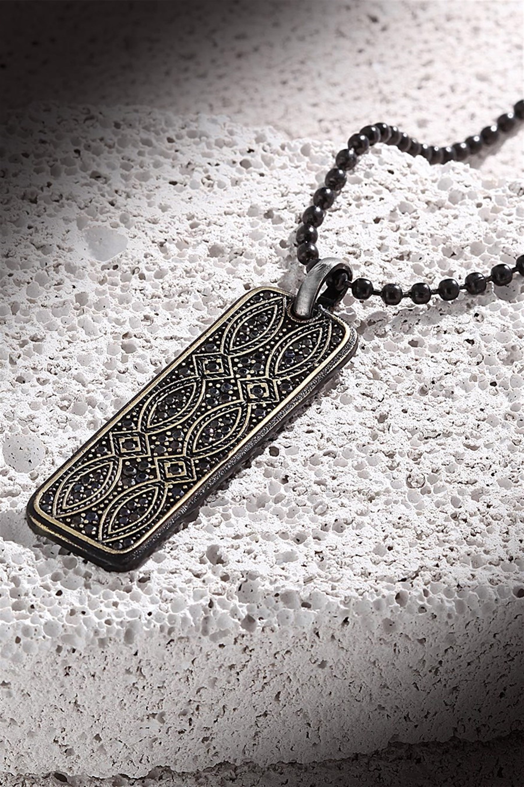 FRNCH Erkek Desenli Zirkon Taşlı Handmade Kolye FRJ30400-500-B