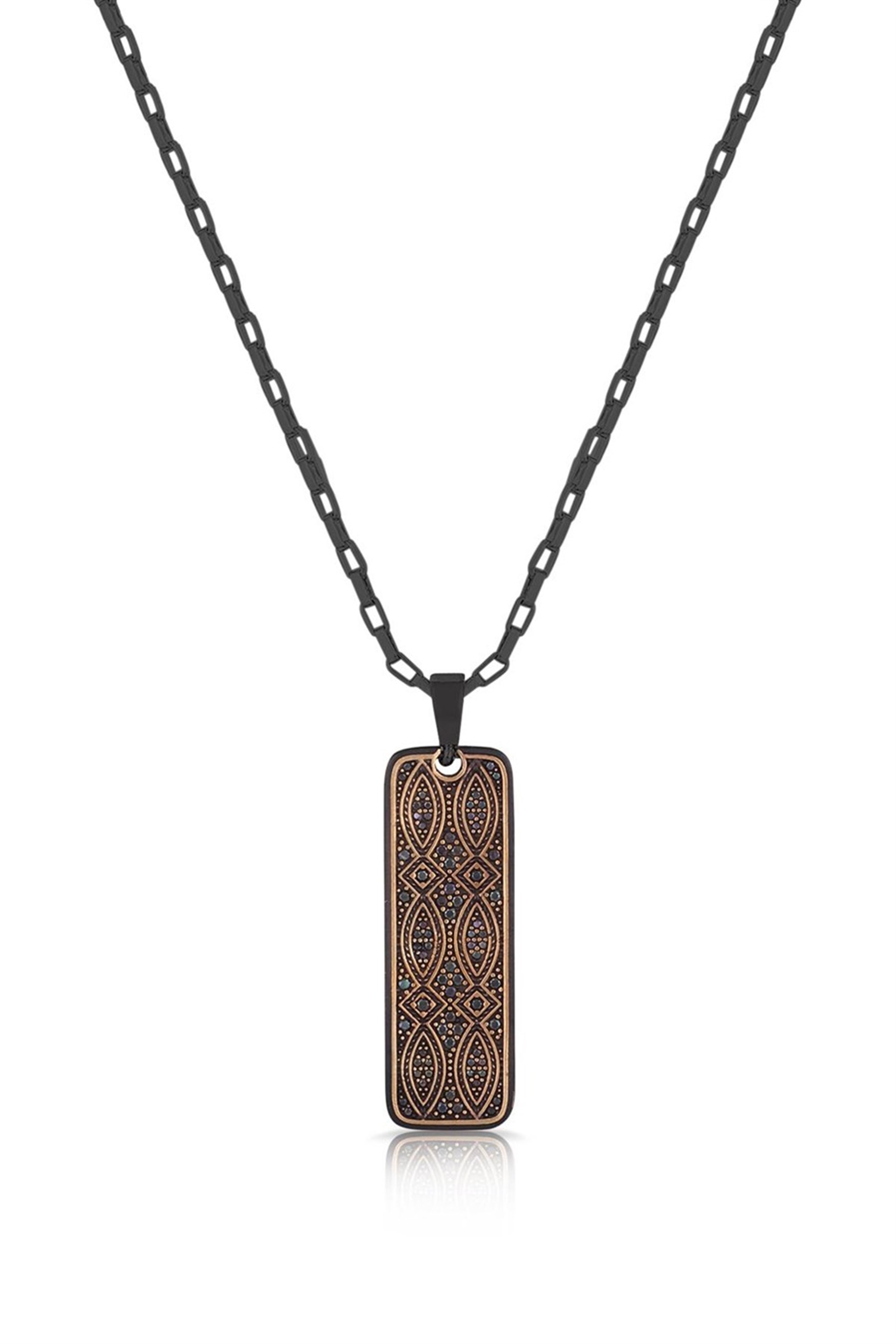 FRNCH Erkek Desenli Zirkon Taşlı Handmade Kolye FRJ30400-500-B