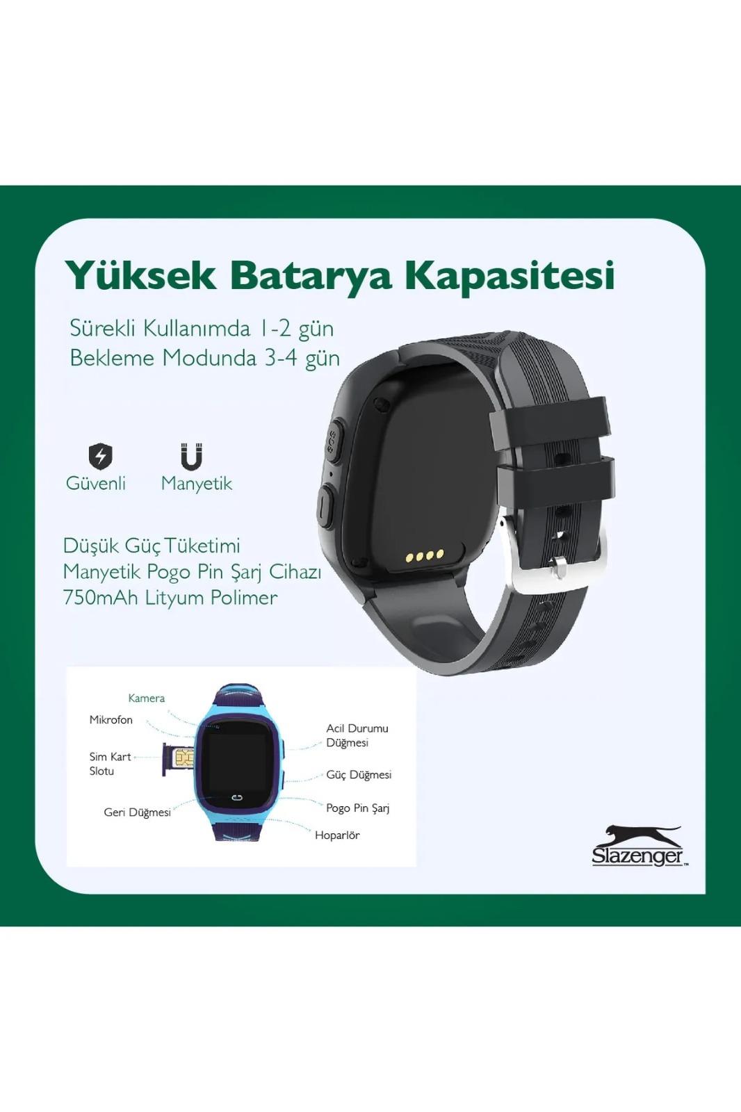SL.09.2158.5.12 Slazenger  Tiger Kids Marka Sim Kartlı Çocuk Akıllı Kol Saati Sim Kart Takılabilir Görüntülü Arama Sesli Arama Yapılabilir Ortam Dinlemesi Yapılabilir Ve Ortam Görüntüsü Alınabilir Konum Takibi Yapılabilir Alarm Kurulabilir Sesli Mesaj 