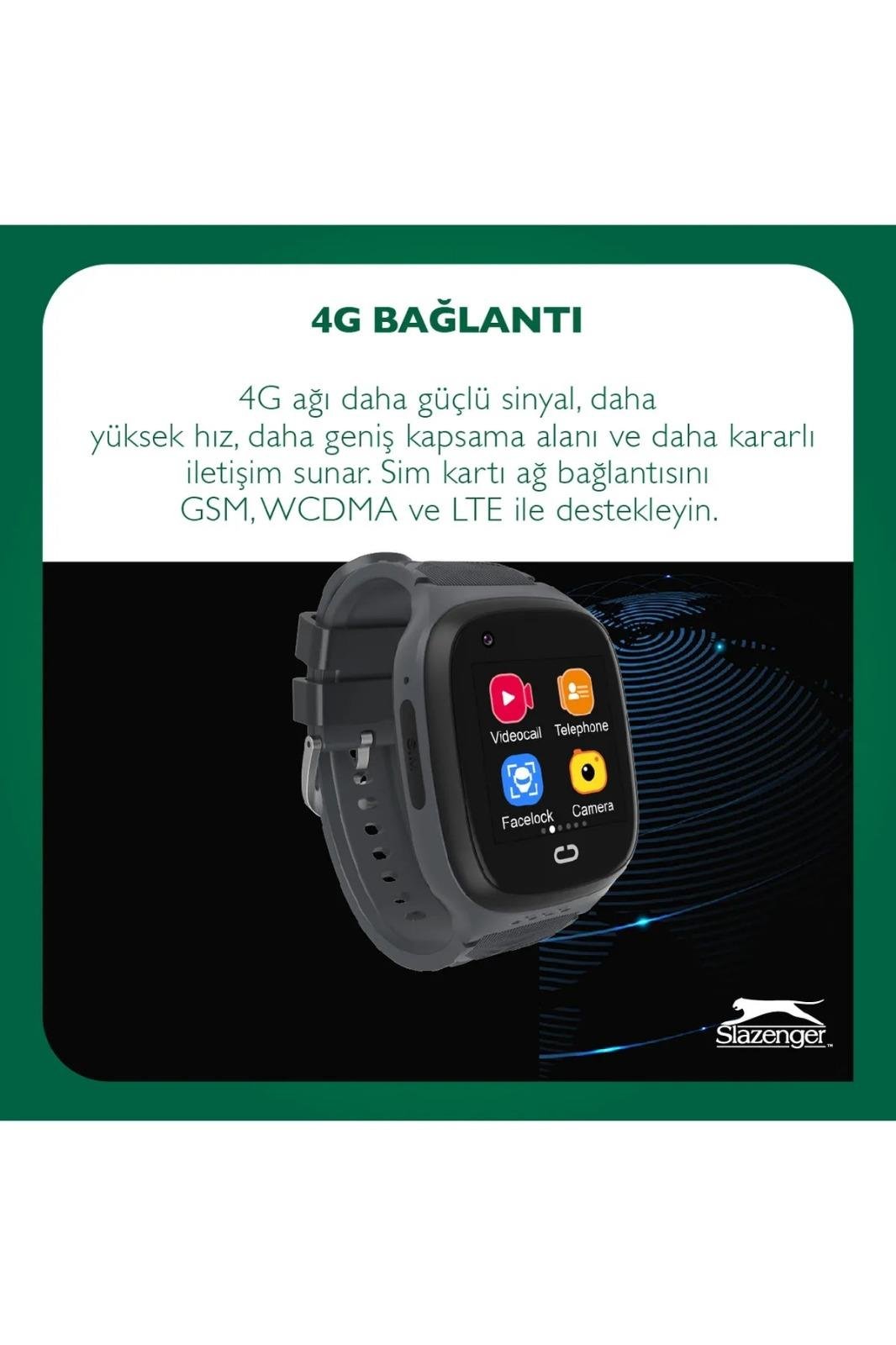 SL.09.2158.5.06 Slazenger  Tiger Kids Marka Sim Kartlı Çocuk Akıllı Kol Saati Sim Kart Takılabilir Görüntülü Arama Sesli Arama Yapılabilir Ortam Dinlemesi Yapılabilir Ve Ortam Görüntüsü Alınabilir Konum Takibi Yapılabilir Alarm Kurulabilir Sesli Mesaj 