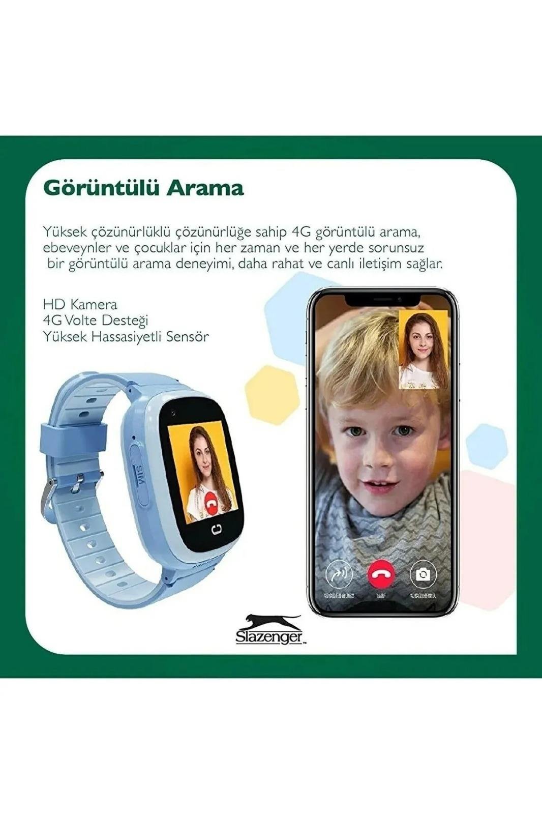 SL.09.2158.5.02 Slazenger  Tiger Kids Marka Sim Kartlı Çocuk Akıllı Kol Saati Sim Kart Takılabilir Görüntülü Arama Sesli Arama Yapılabilir Ortam Dinlemesi Yapılabilir Ve Ortam Görüntüsü Alınabilir Konum Takibi Yapılabilir Alarm Kurulabilir Sesli Mesaj 