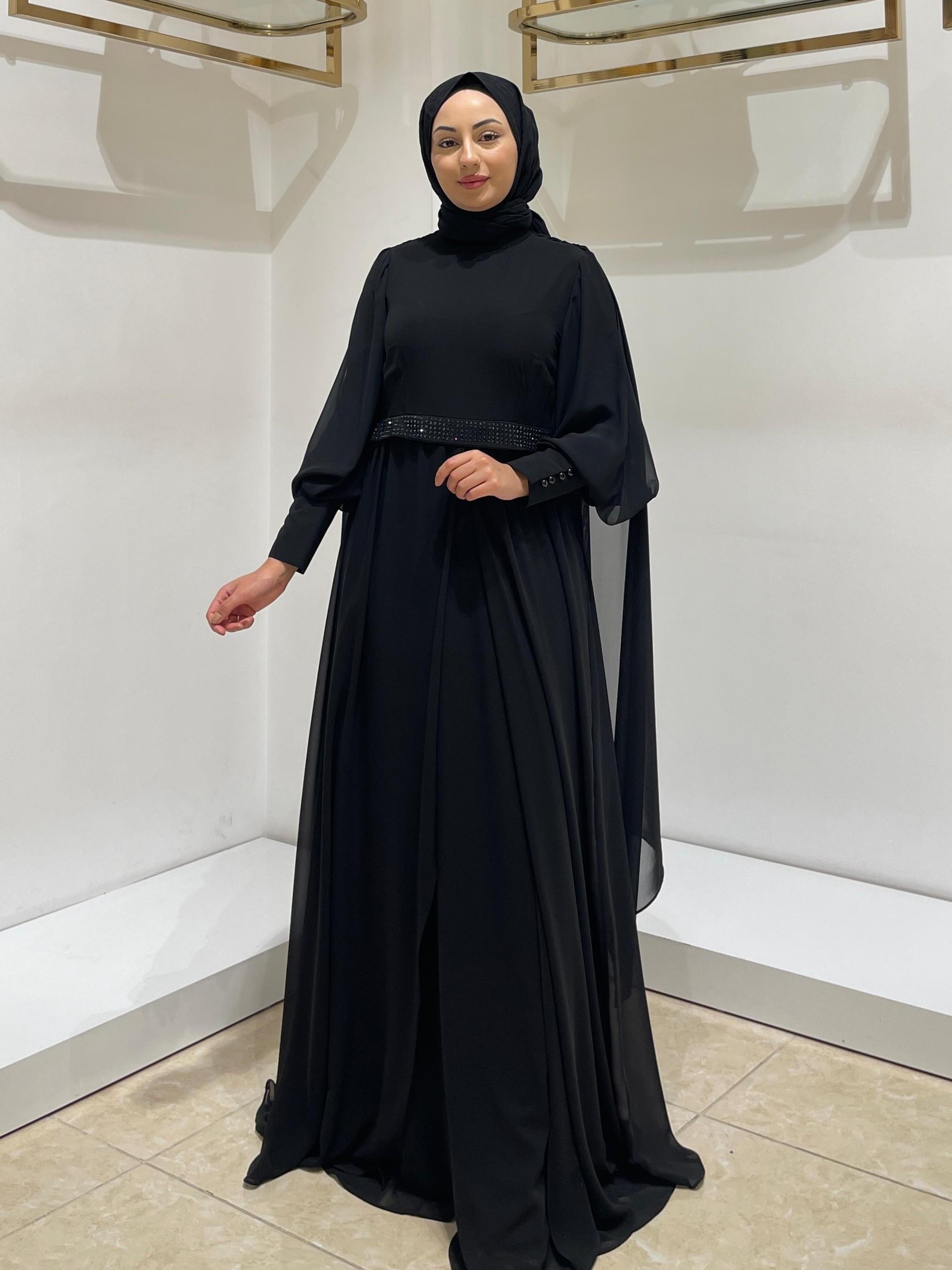 AHSEN BAYAN ELBİSE 8864 Siyah