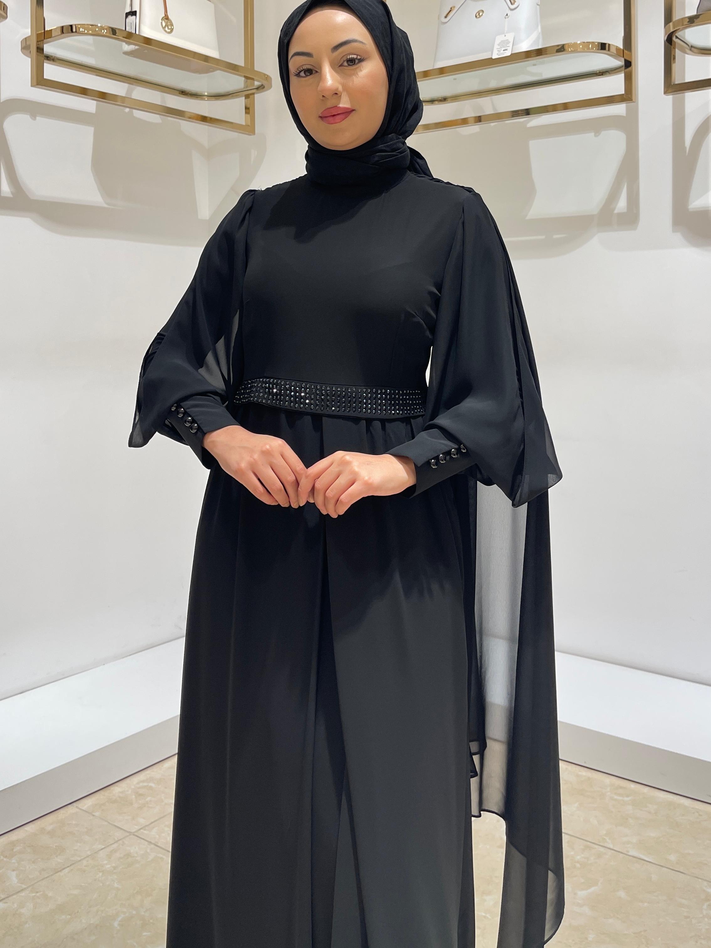 AHSEN BAYAN ELBİSE 8864 Siyah