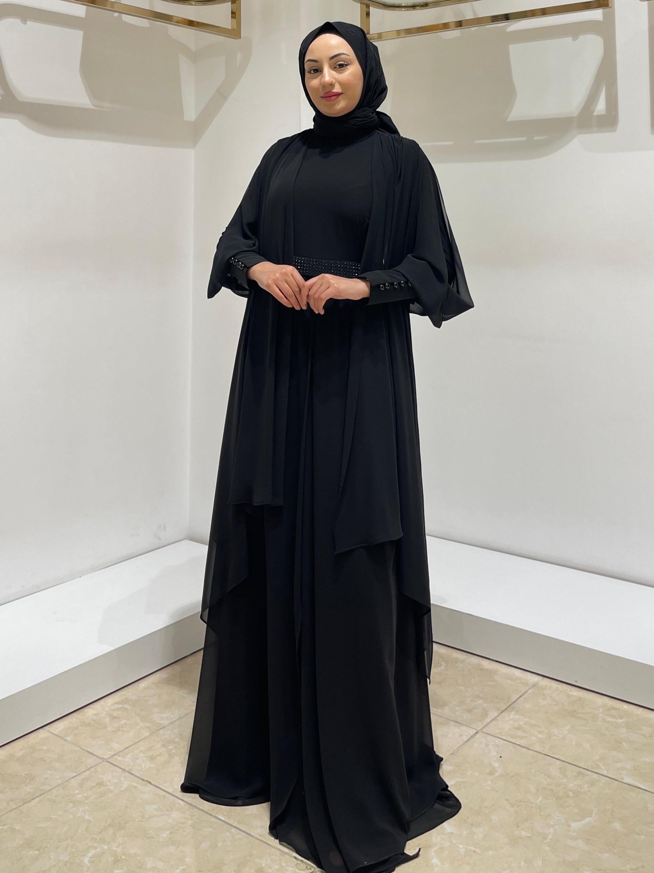 AHSEN BAYAN ELBİSE 8864 Siyah