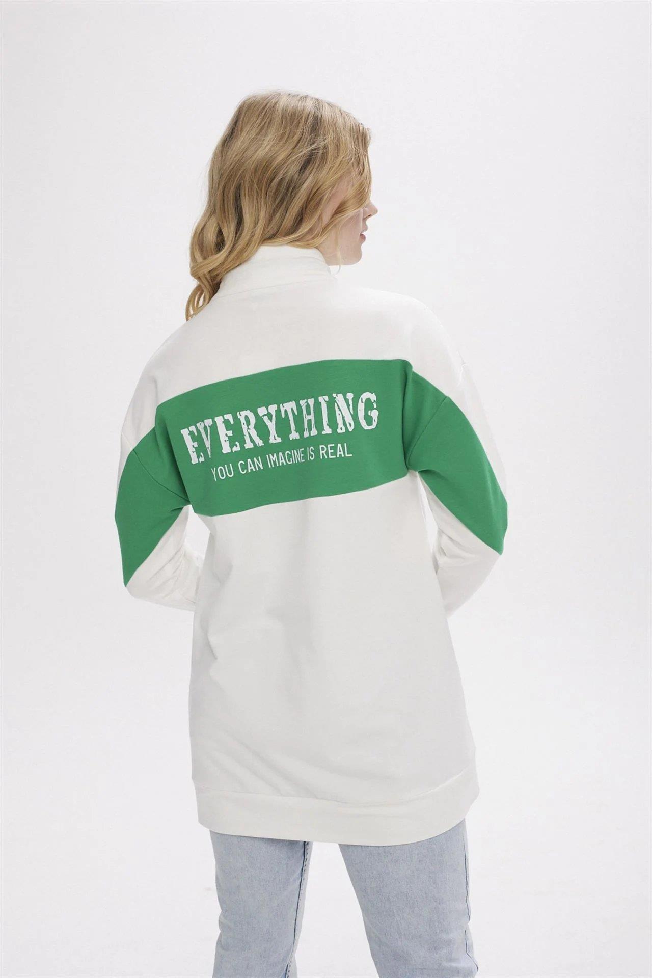 ARKASI YAZILI BASKILI SWEATSHIRT Yeşil