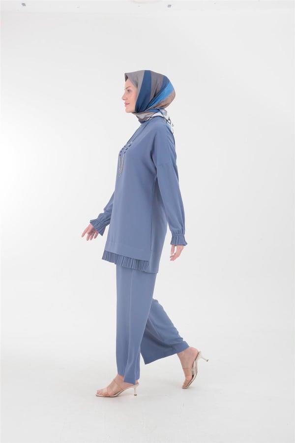 ARMİNE TREND 23YT612 TAKIM GRİ MAVİ