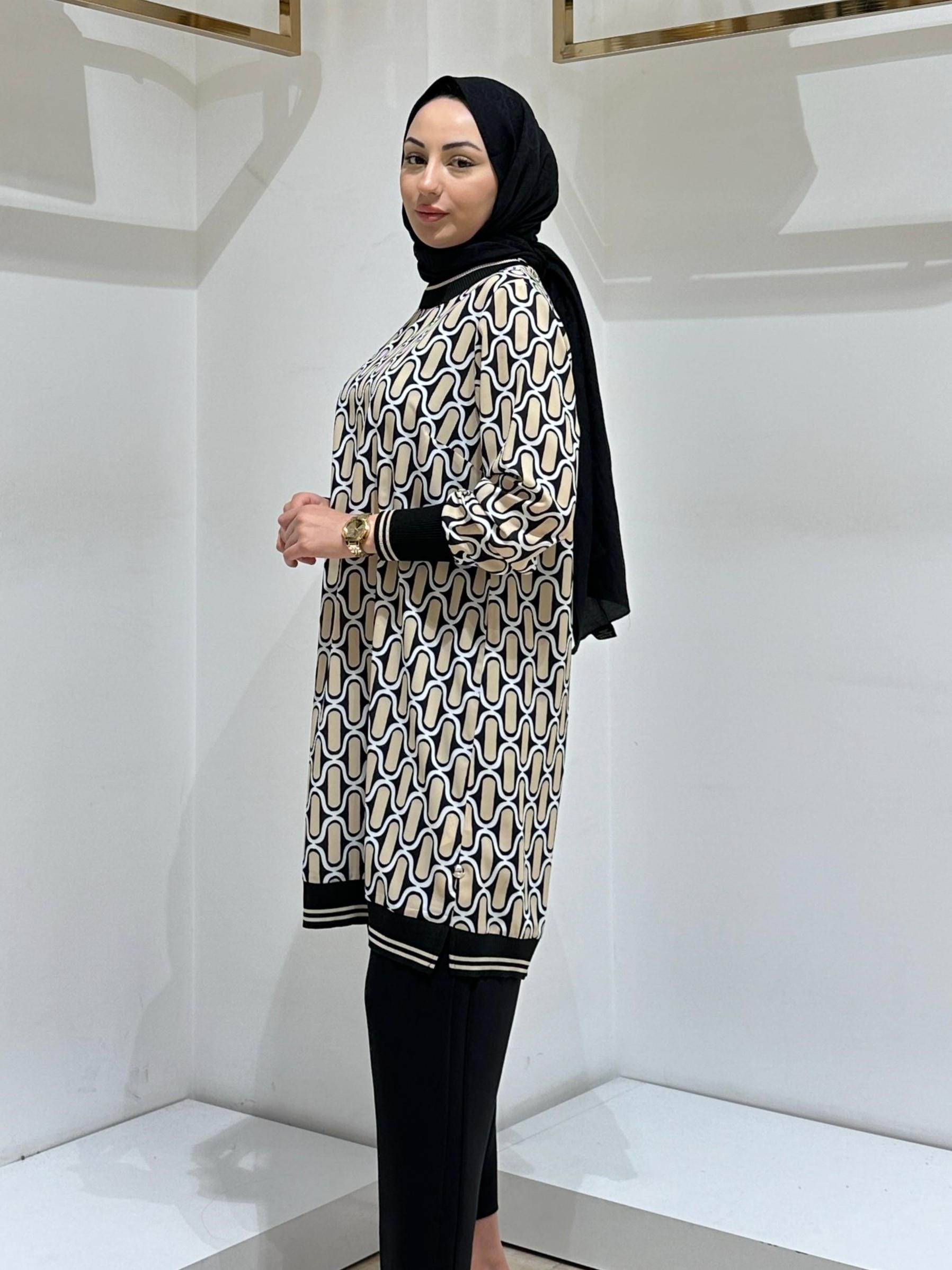 DEFRİNA DESENLİ TUNİK 31152 Bej
