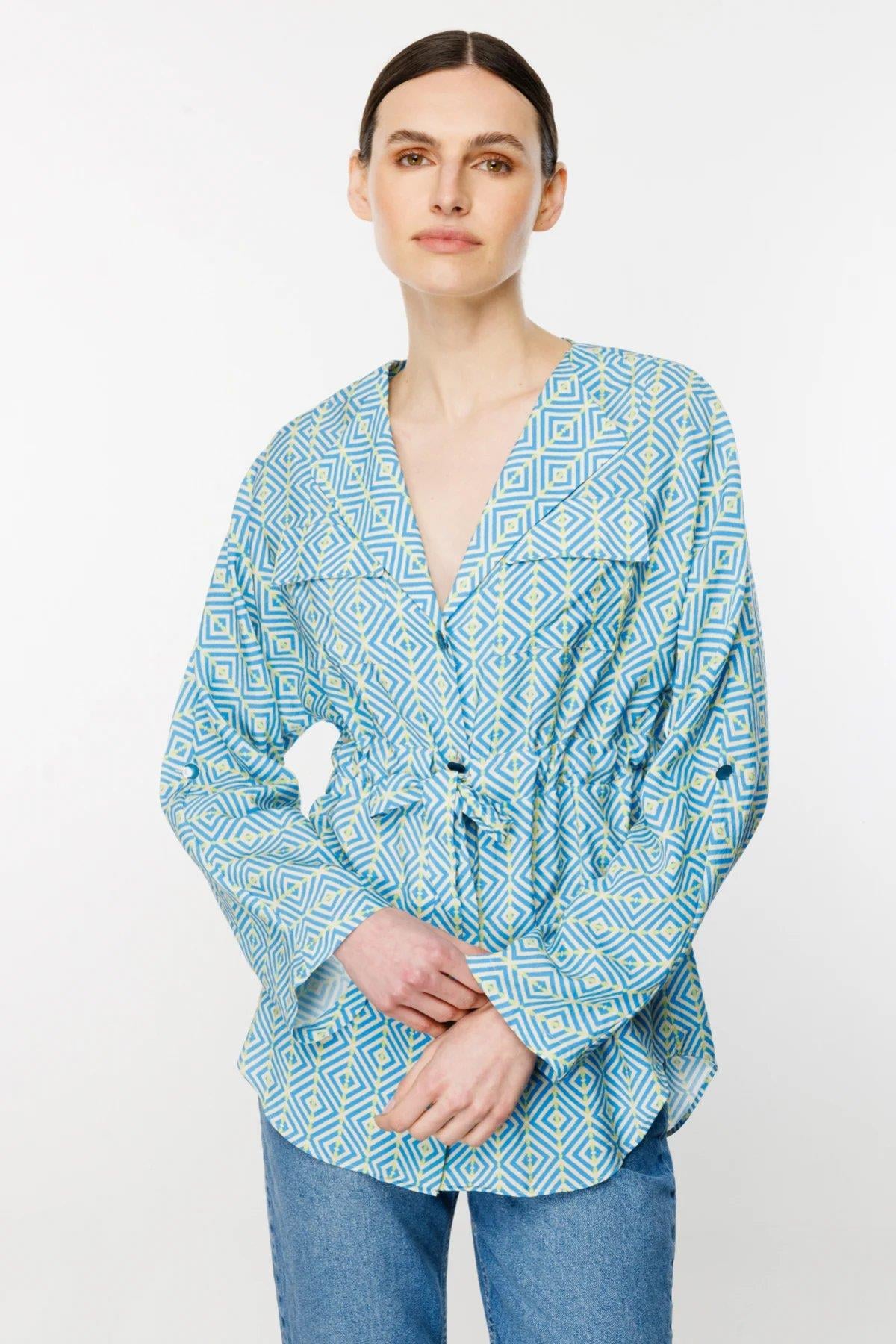 EKOL BAYAN BLUZ 01028 Mavi