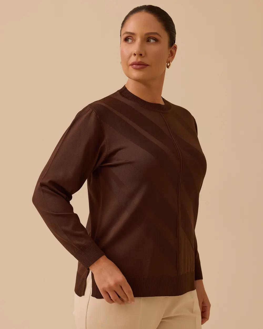 Gala-xi Günlük Triko Bluz -252714006 KAHVERENGİ