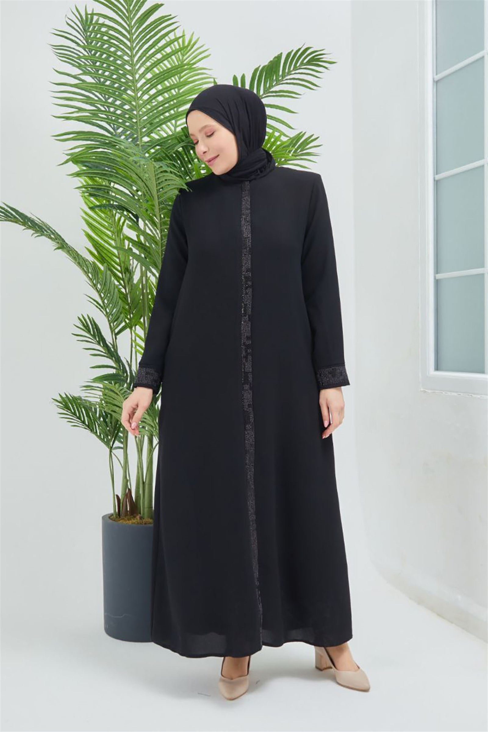 Moda Hayme Bayan Ferace 2201 Siyah