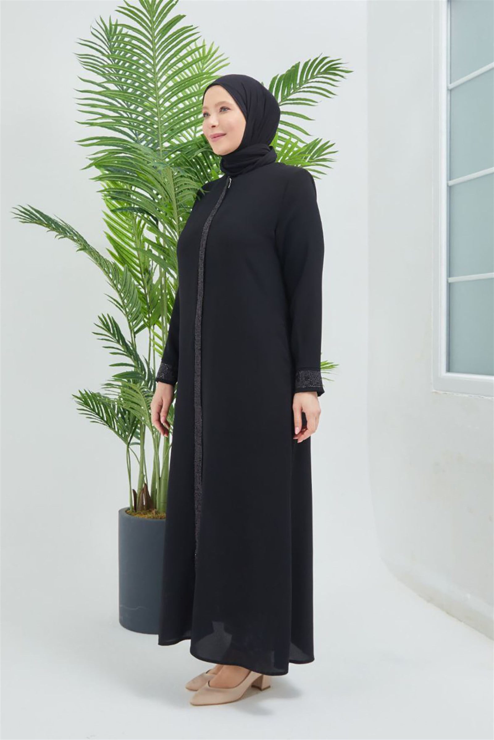 Moda Hayme Bayan Ferace 2201 Siyah