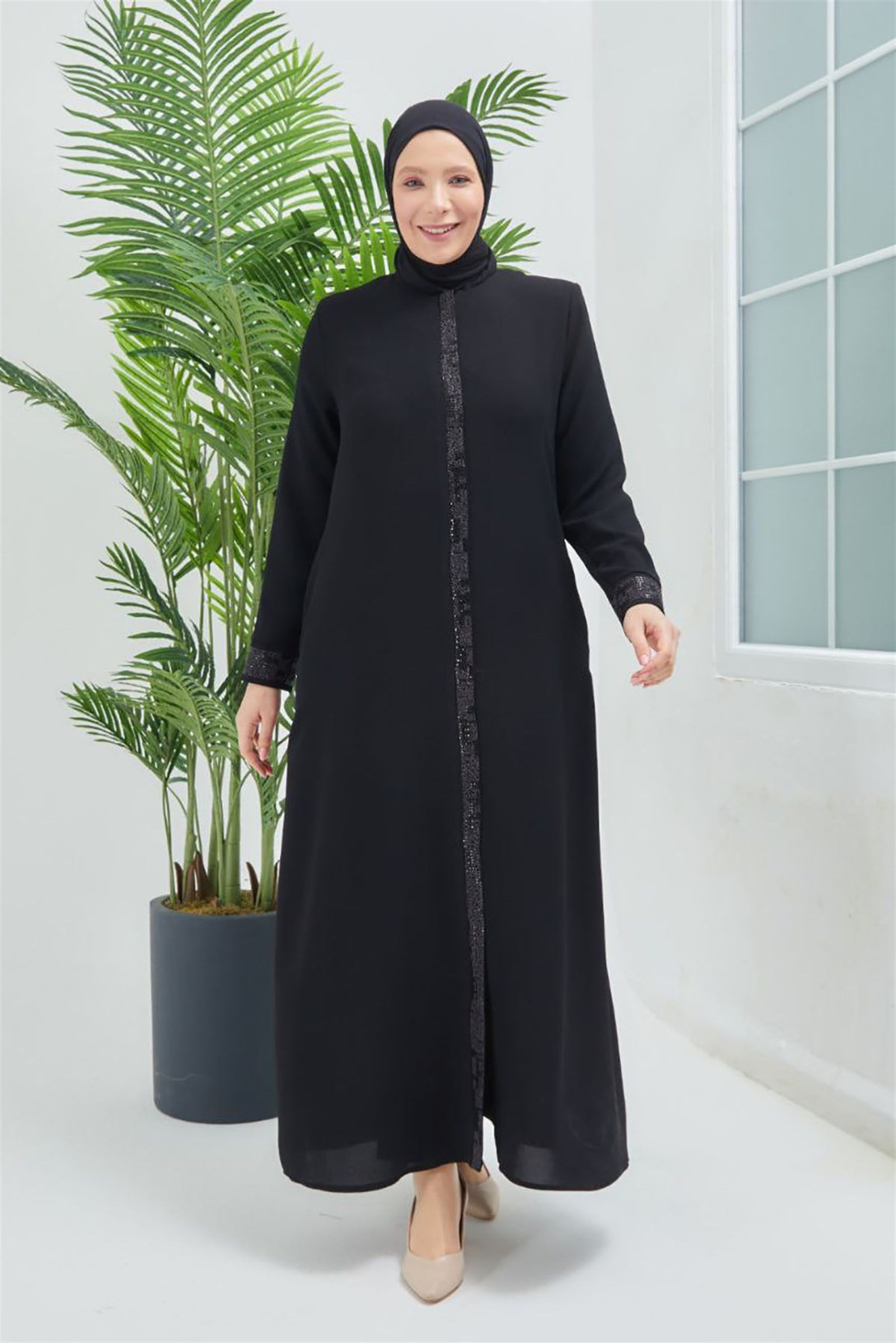 Moda Hayme Bayan Ferace 2201 Siyah