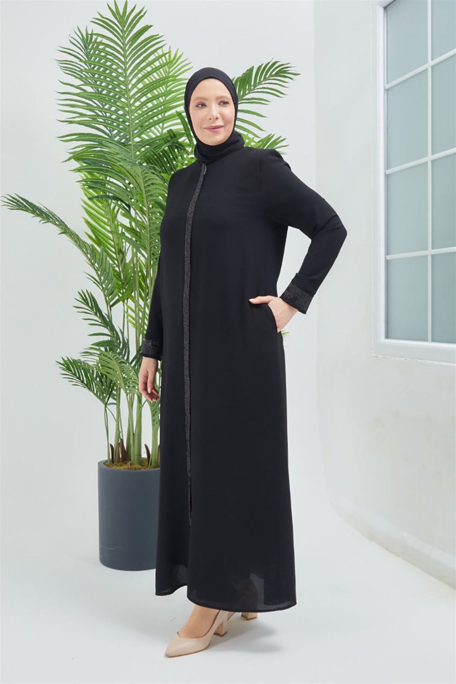 Moda Hayme Bayan Ferace 2201 Siyah