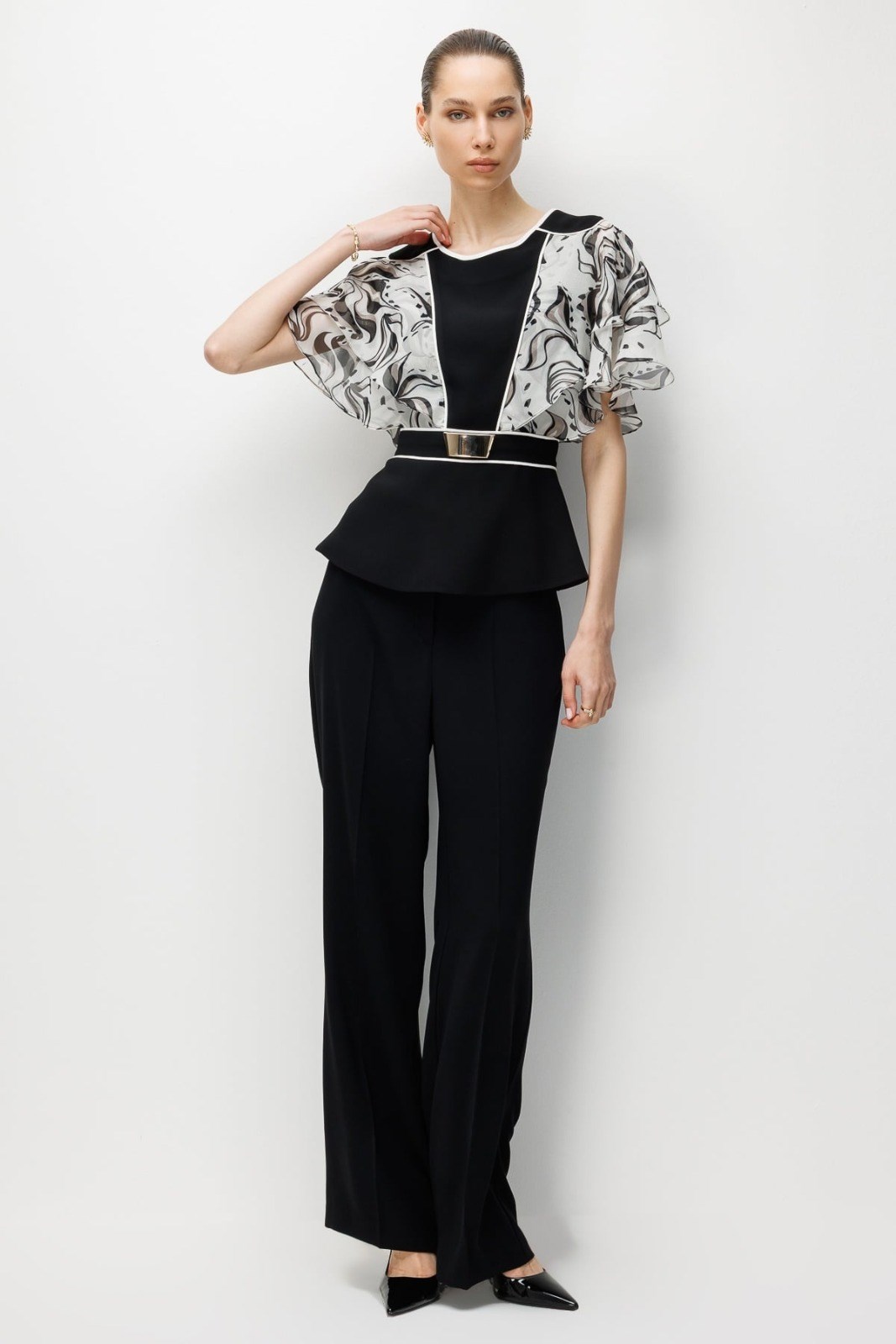 MODA İLGİ Kolları Şifonlu Bluz 10142 Siyah