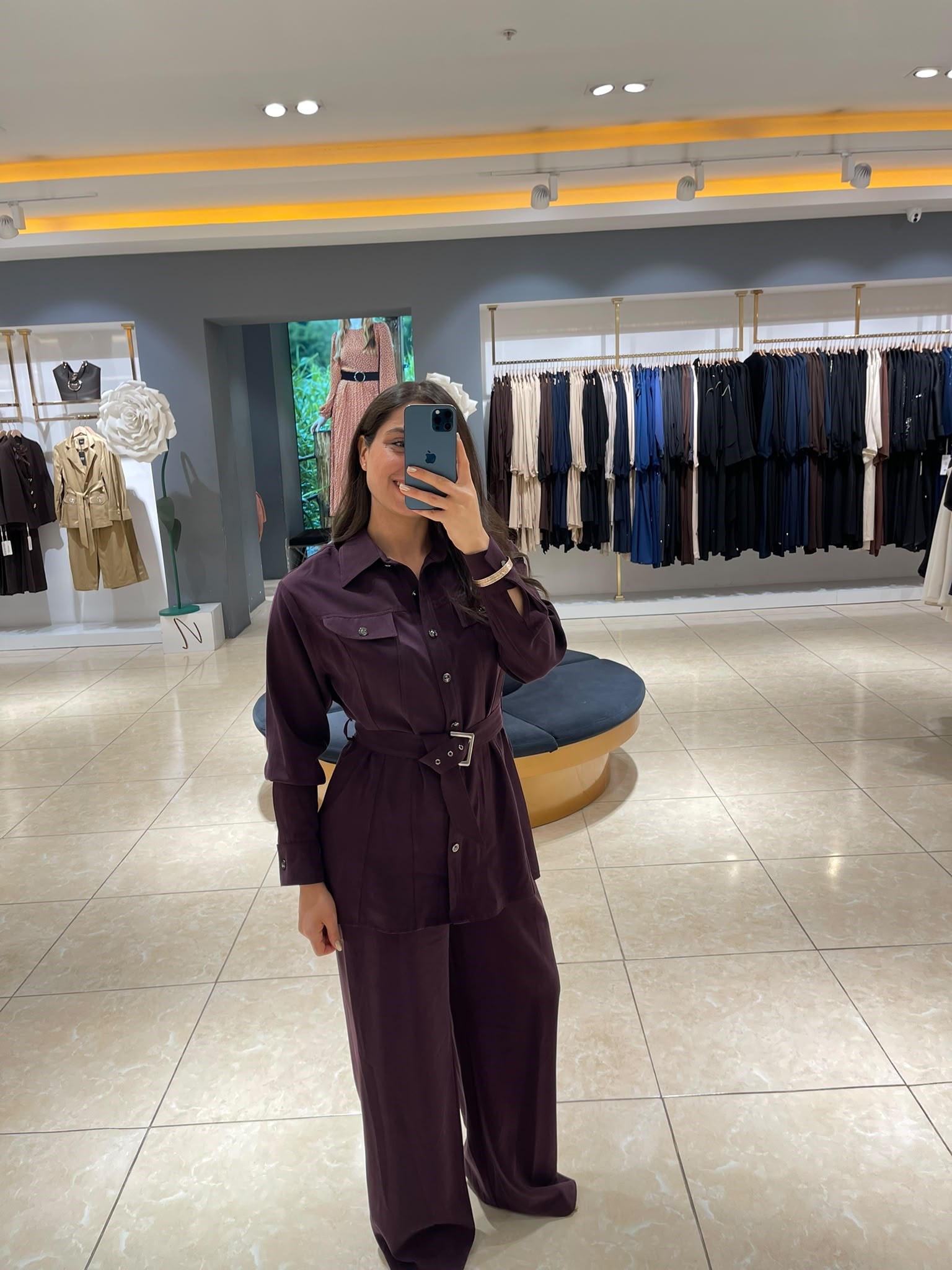 MODA İLGİ Pileli Geniş Paça Pantolon 40186 MÜRDÜM