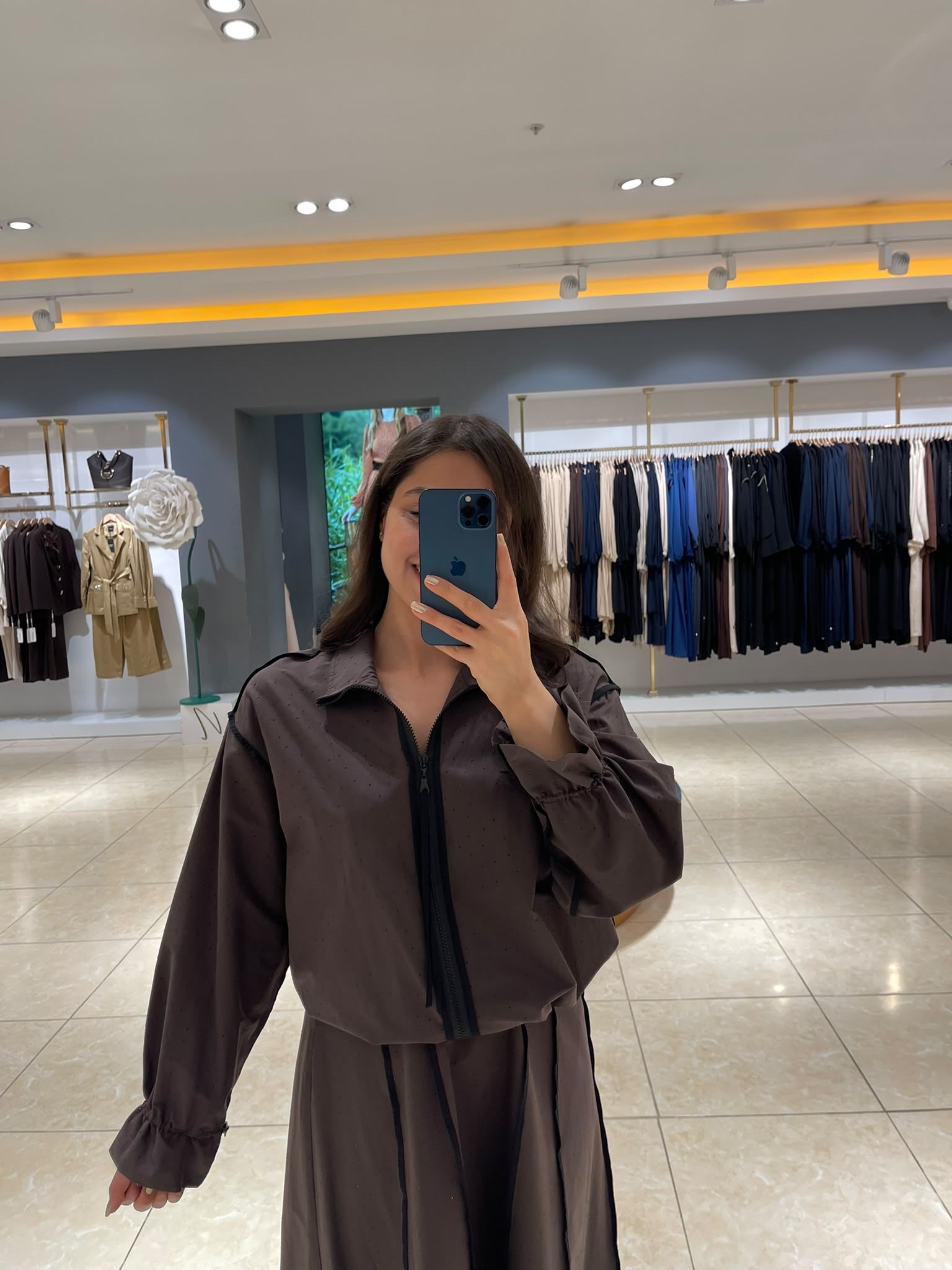MODA İLGİ Serpme Taş Detaylı Gömlek 10164 Kahve