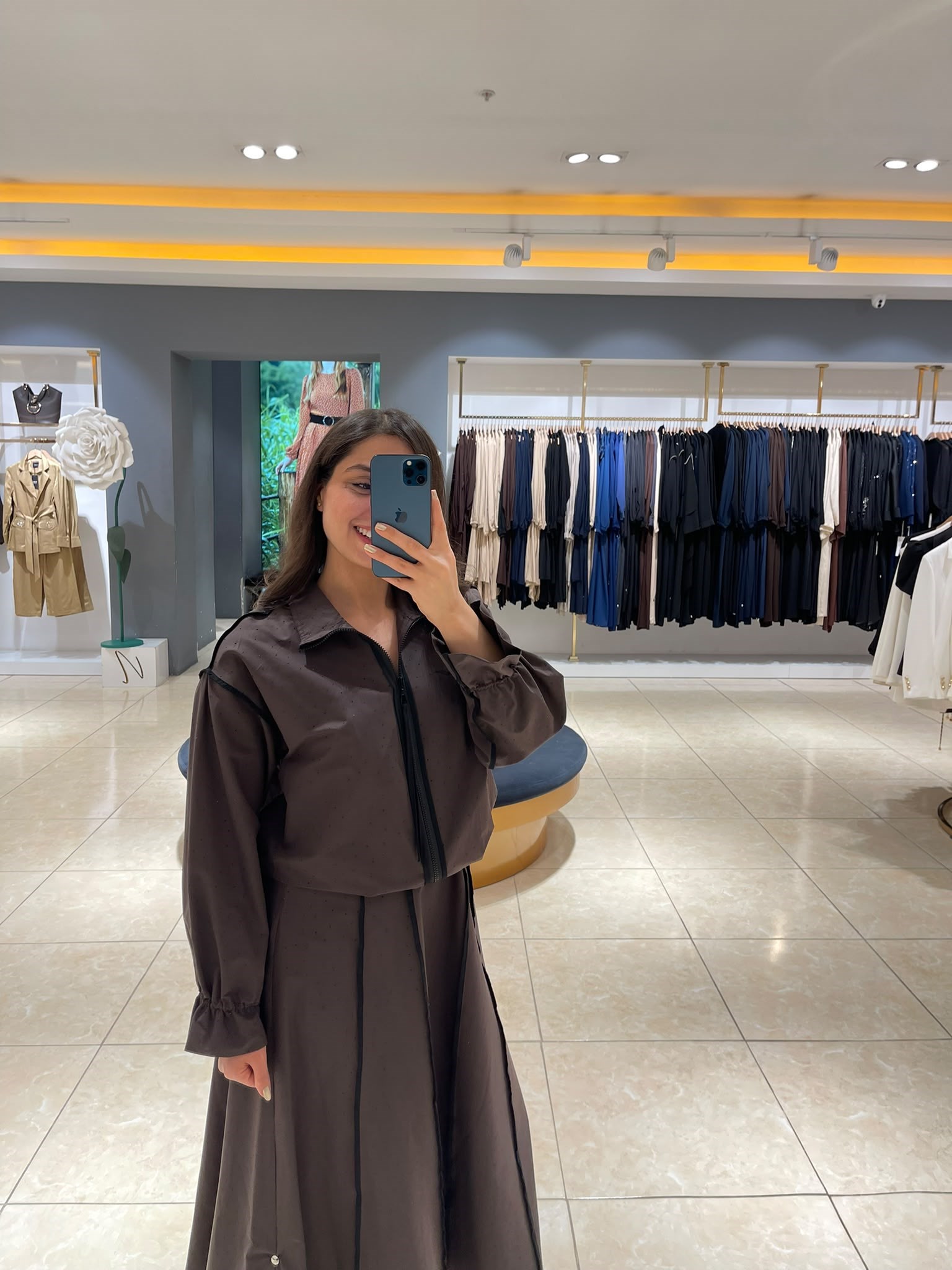 MODA İLGİ Serpme Taş Kumaş Etek 30064 Kahve
