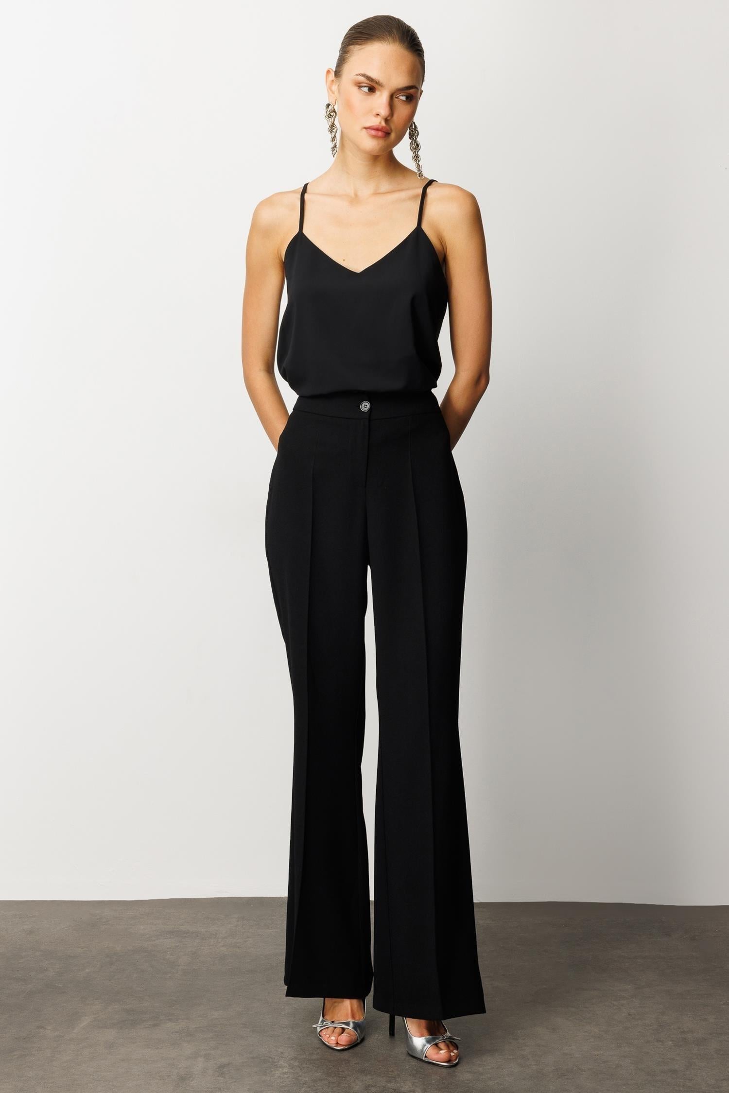 MODAİLGİ İspanyol Paça Pantolon 40028 Siyah