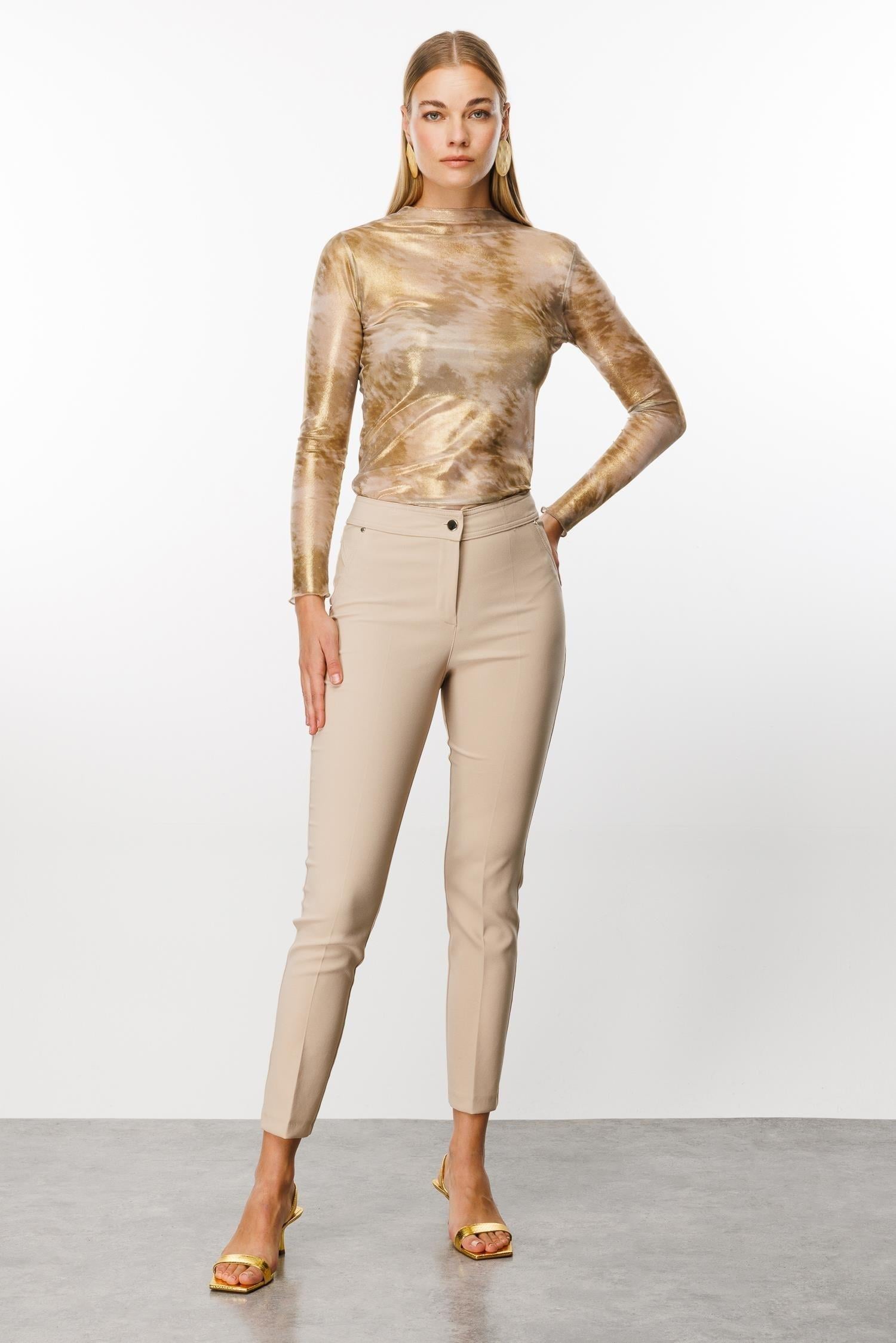 MODAİLGİ YAN CEP DAR PAÇA PANTOLON 04515 TAŞ