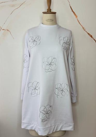MOODBASİC ÇİÇEK NAKIŞLI SWEATSHIRT MM21.0328 Ekru