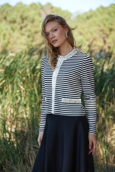 MOODBASİC ÇİZGİLİ TİRKO TAKIM 24.701 Siyah