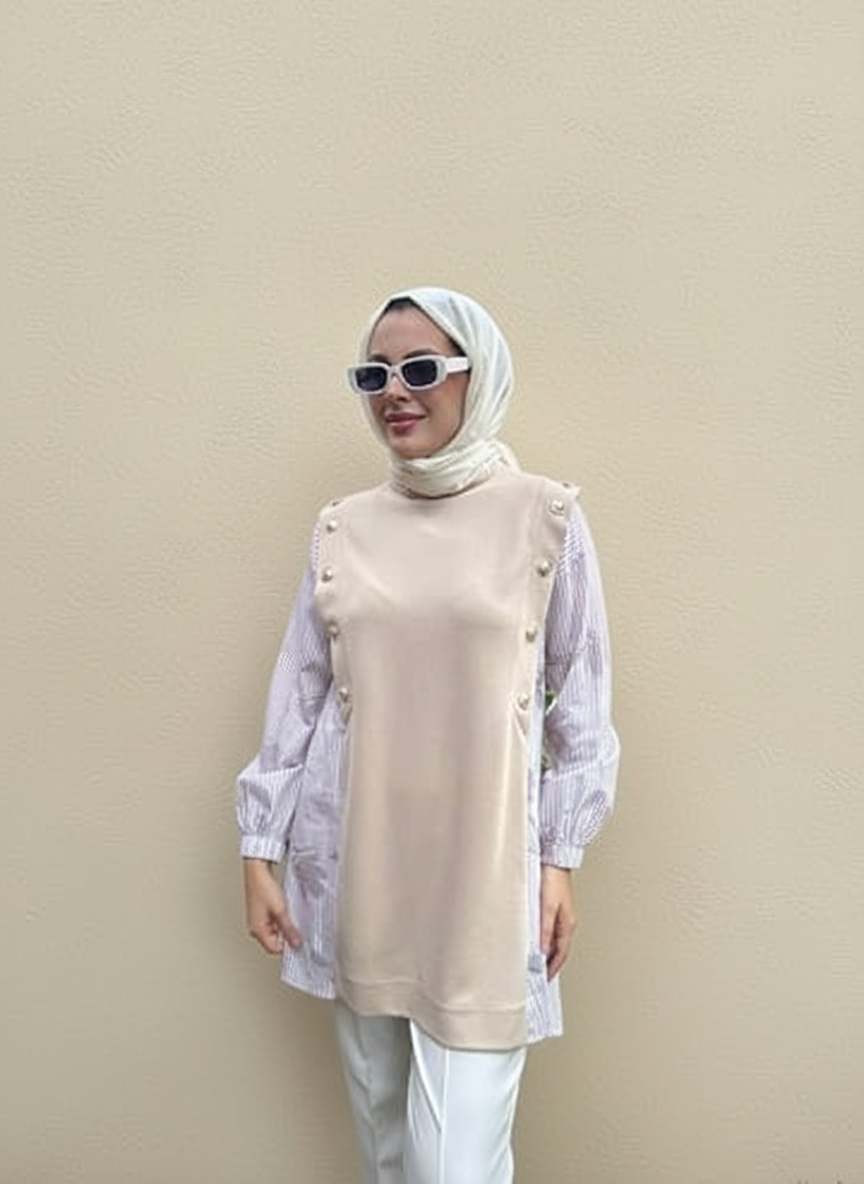 MOODBASİC DÜĞMELİ SWEAT MB21.317 Bej