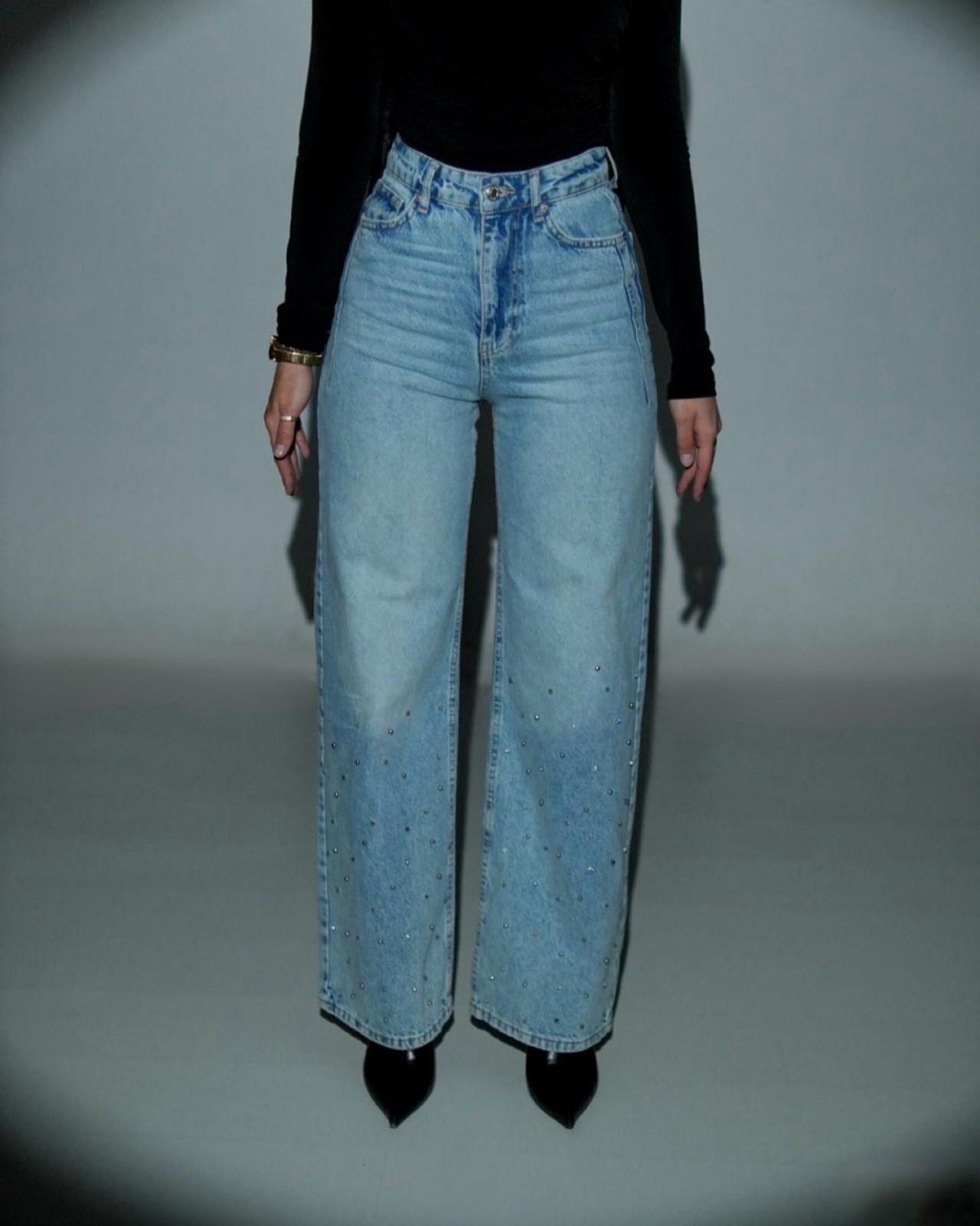 MOODBASİC GÜMÜŞ İNCİLİ PANTOLON MB20.94 Buz Mavi