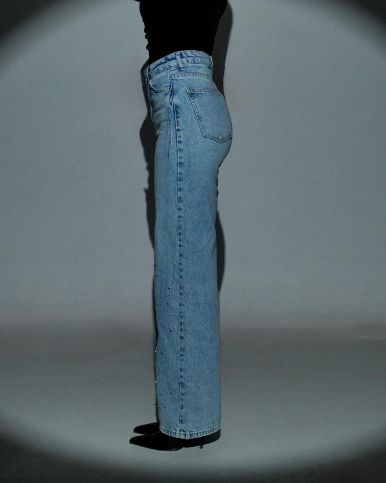 MOODBASİC GÜMÜŞ İNCİLİ PANTOLON MB20.94 Buz Mavi