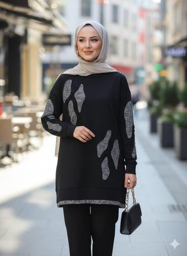 MOODBASİC İŞLEMELİ TUNİK MB21.297 Siyah