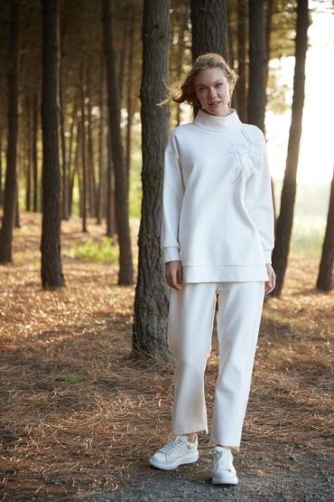 MOODBASİC NAKIŞ DETAYLI TAKIM MB24.704 Ekru